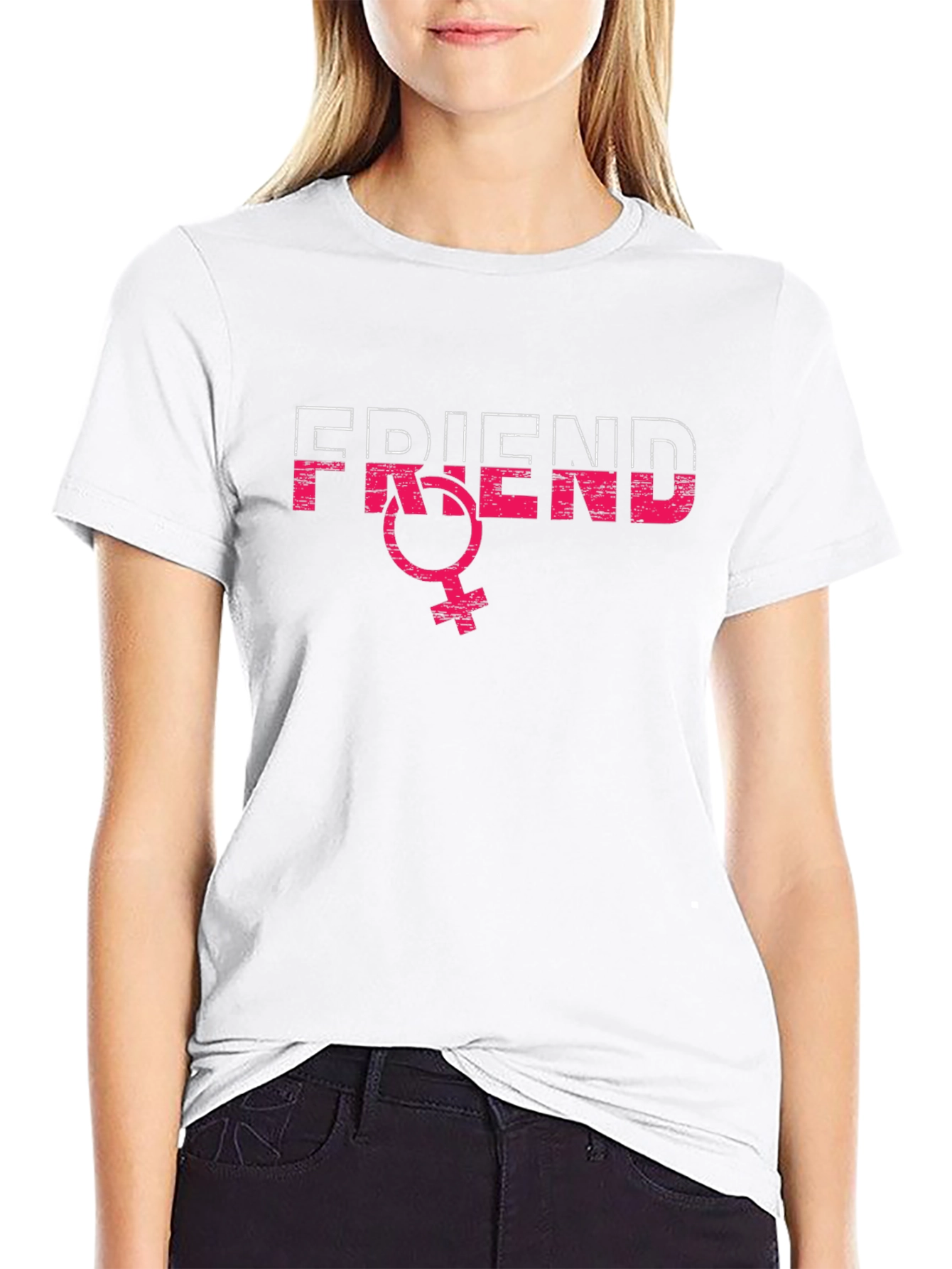 Friend Gender Symbol T-Shirt - Black Crew Neck Tee