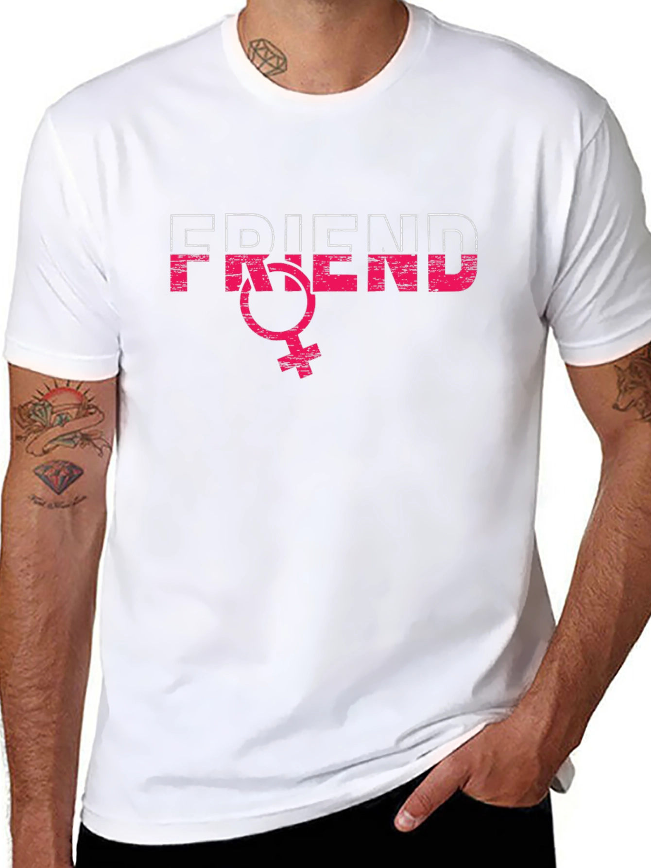 Friend Gender Symbol T-Shirt - Black Crew Neck Tee