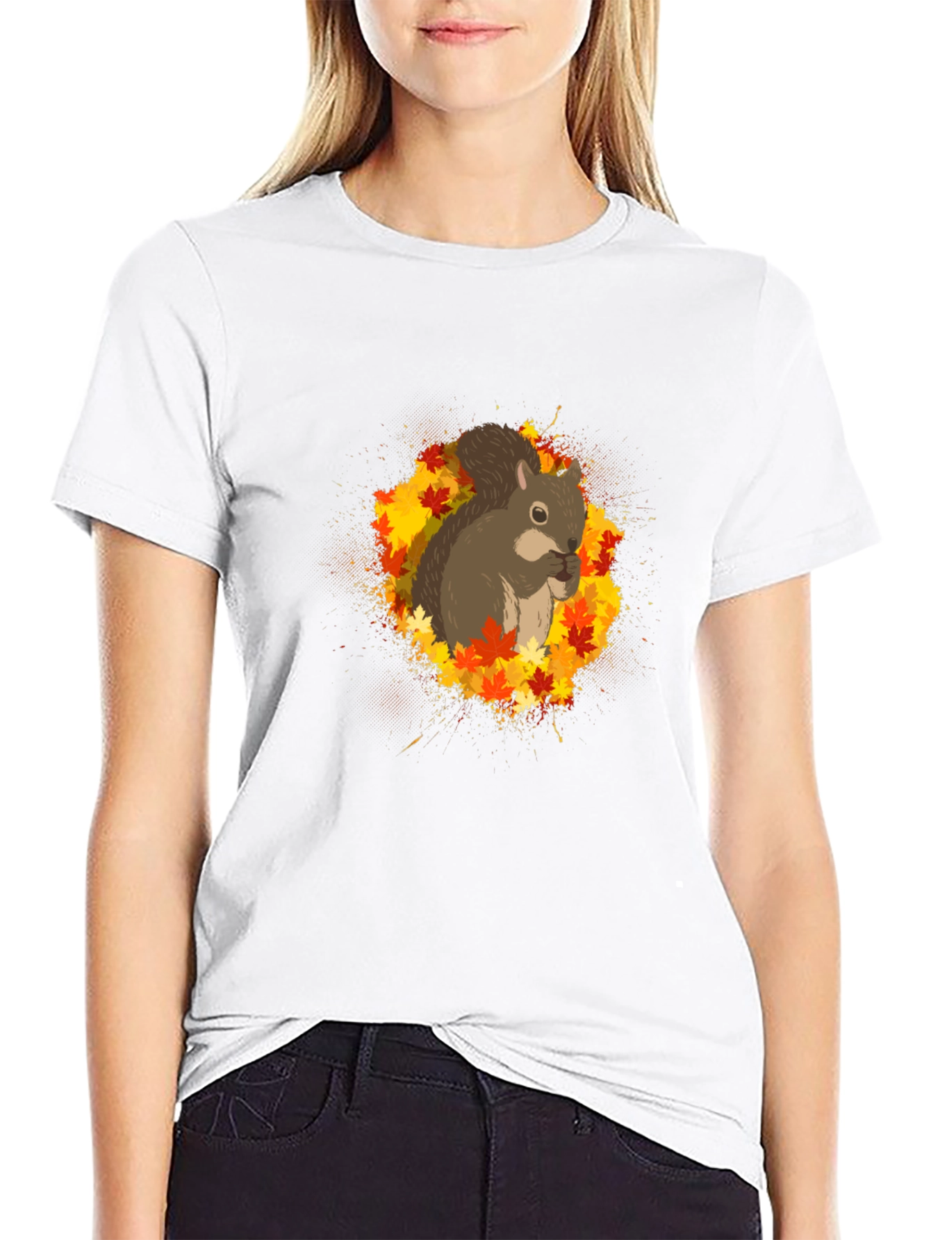 Squirrel Autumn Leaves Graphic Tee - Unisex