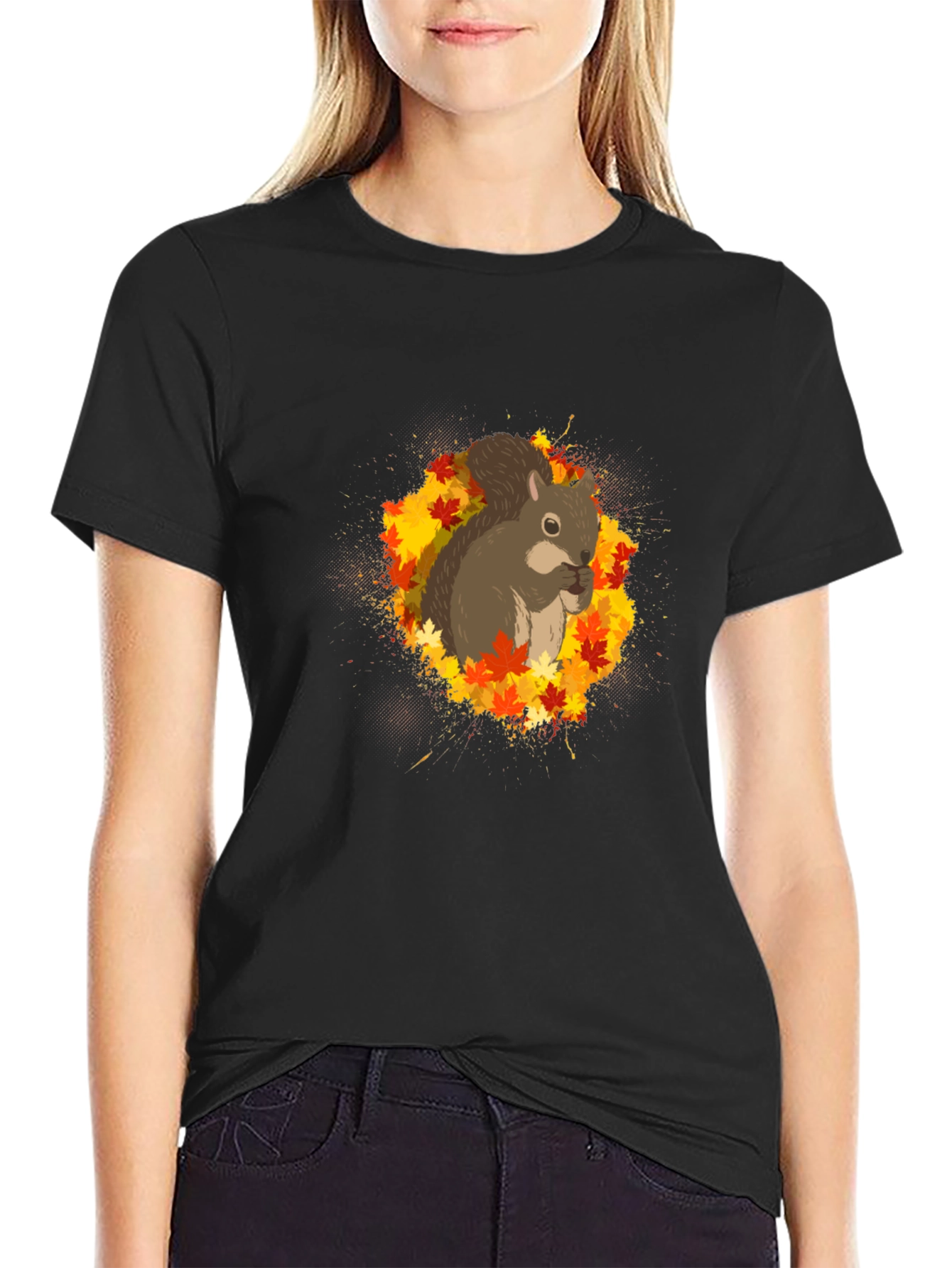 Squirrel Autumn Leaves Graphic Tee - Unisex