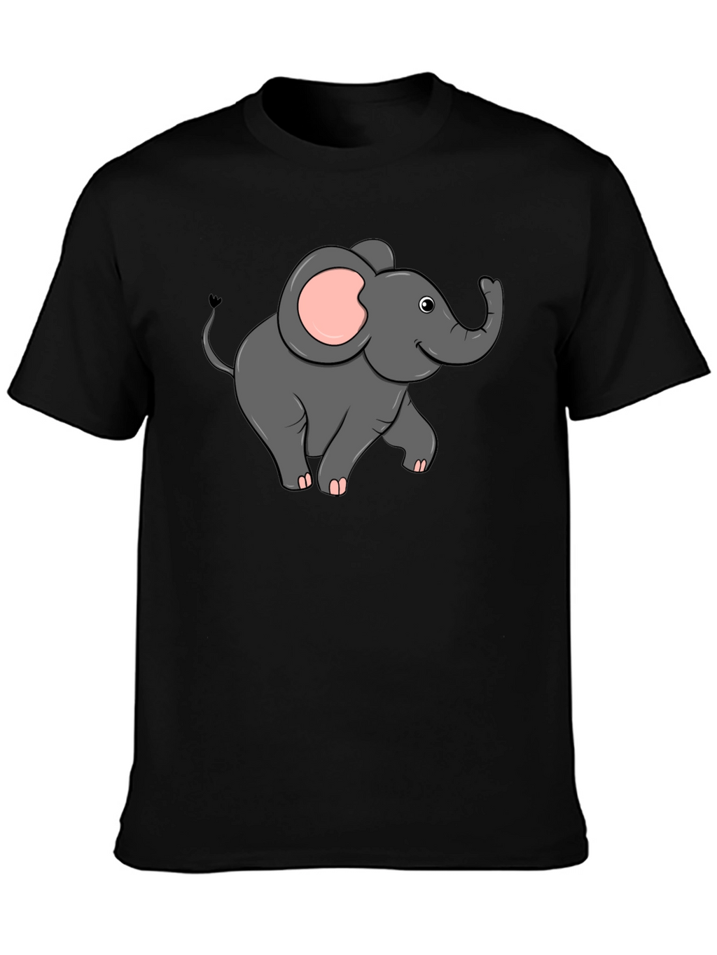 Cute Elephant Graphic T-Shirt - Black