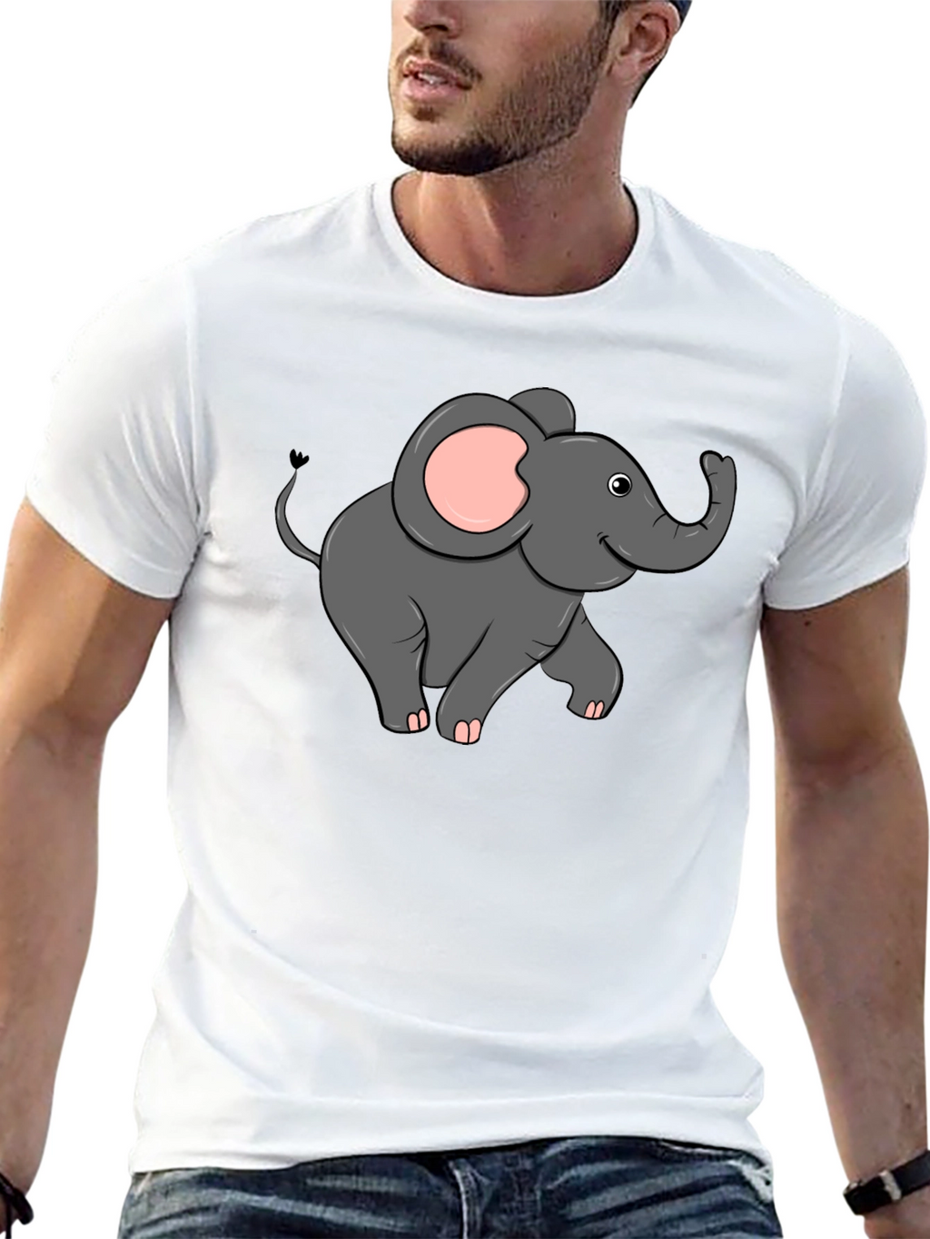 Cute Elephant Graphic T-Shirt - Black