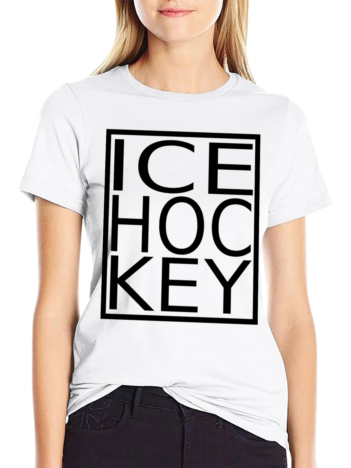 Ice Hockey Graphic Tee - Black Cotton T-Shirt