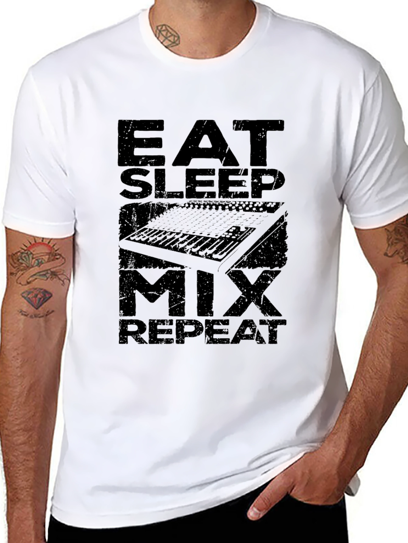 Eat Sleep Mix Repeat Graphic Tee - Black