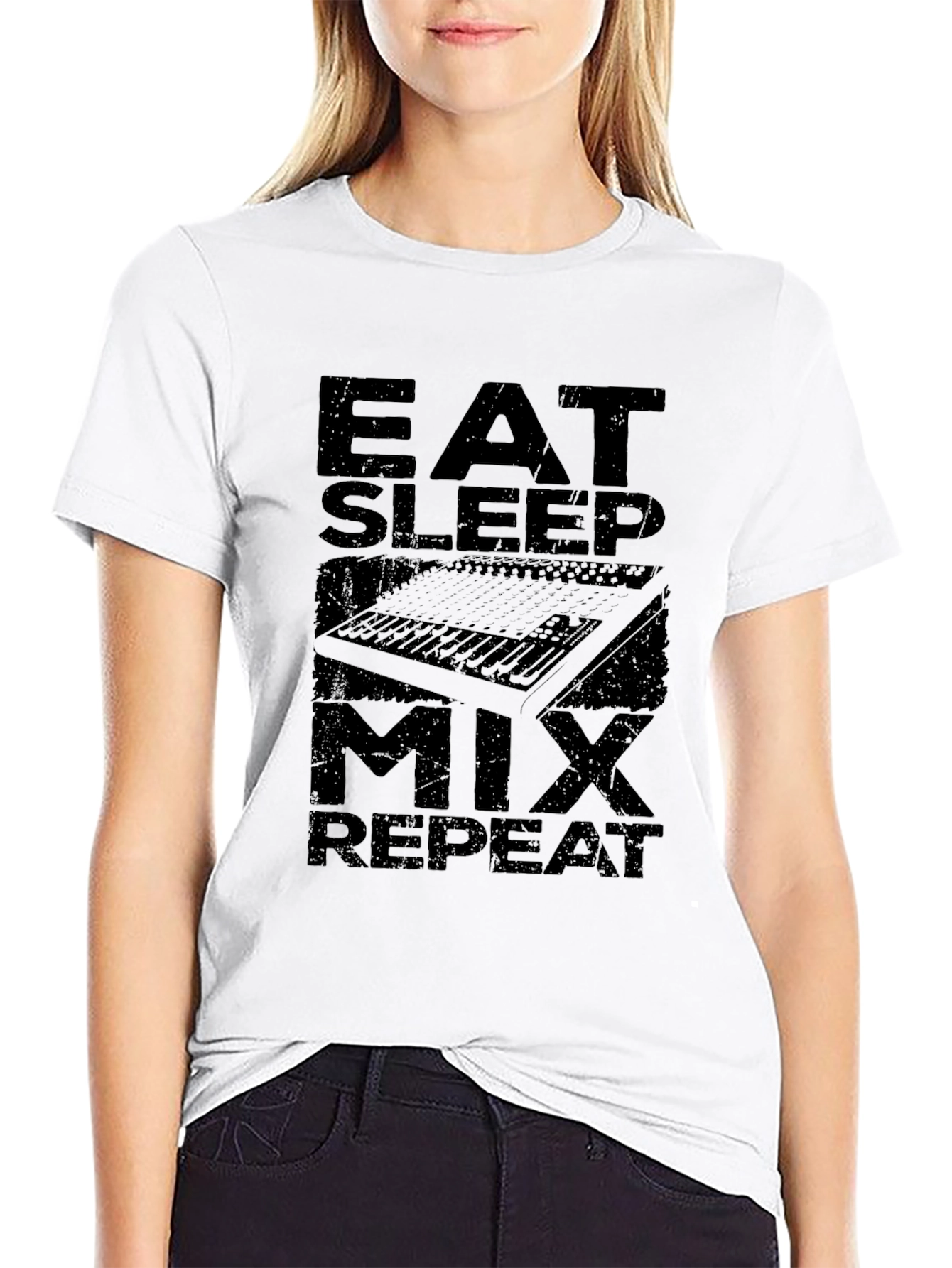 Eat Sleep Mix Repeat Graphic Tee - Black