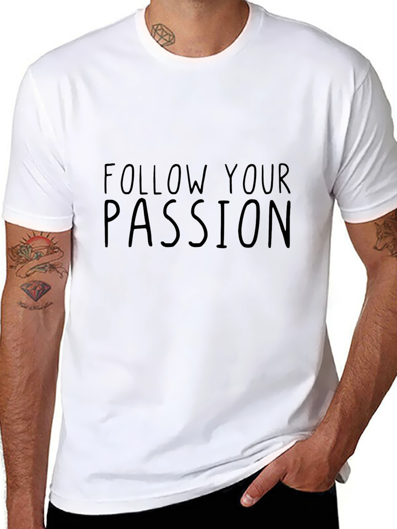 Follow Your Passion Mens Black T-Shirt