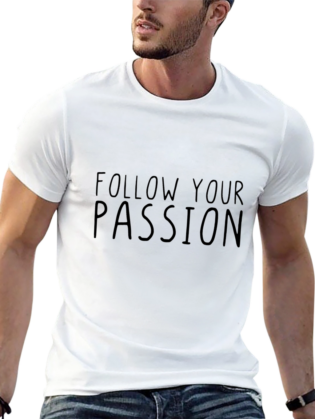 Follow Your Passion Mens Black T-Shirt