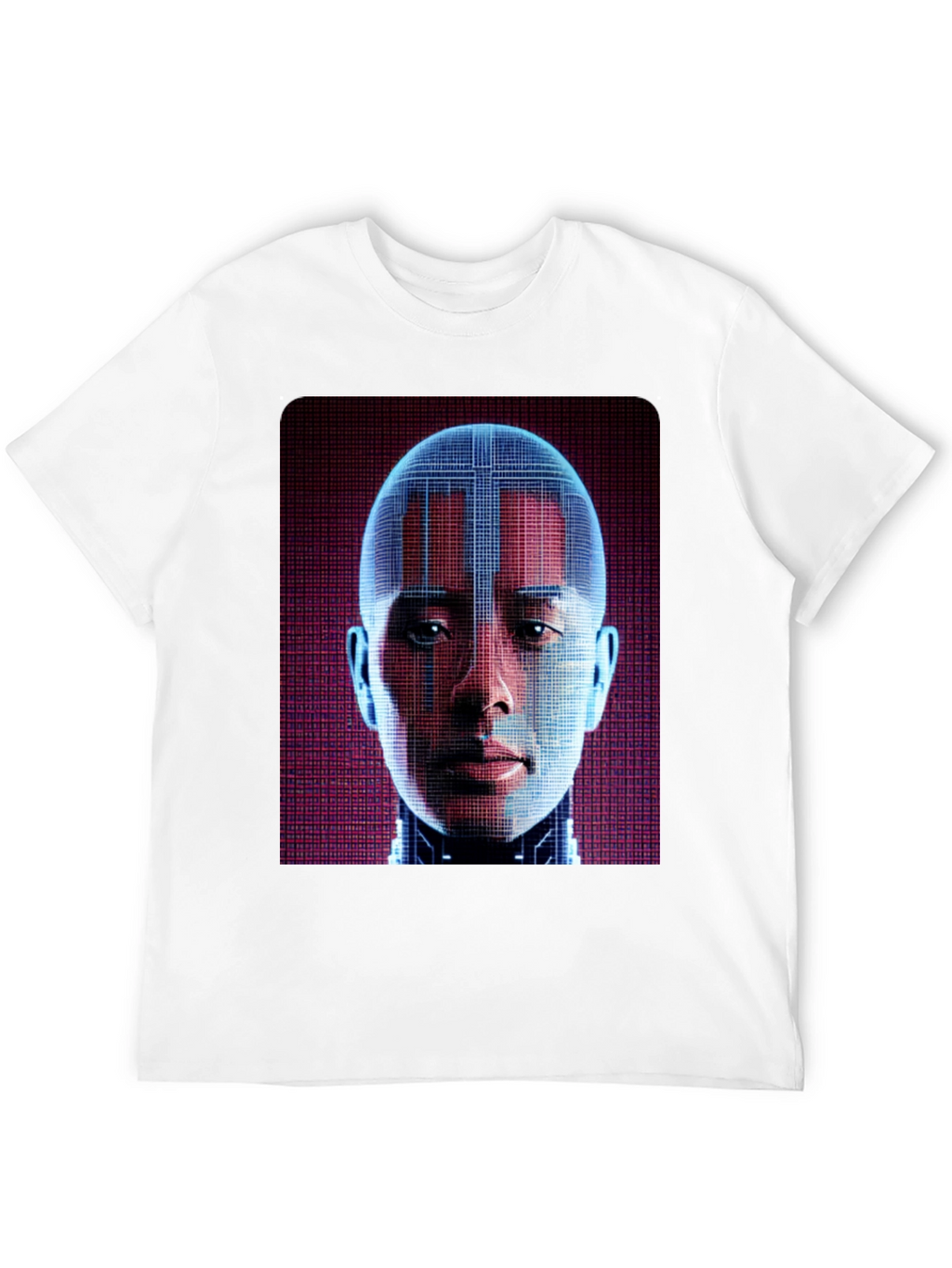 Cyberpunk AI Face Graphic T-Shirt - Futuristic Style
