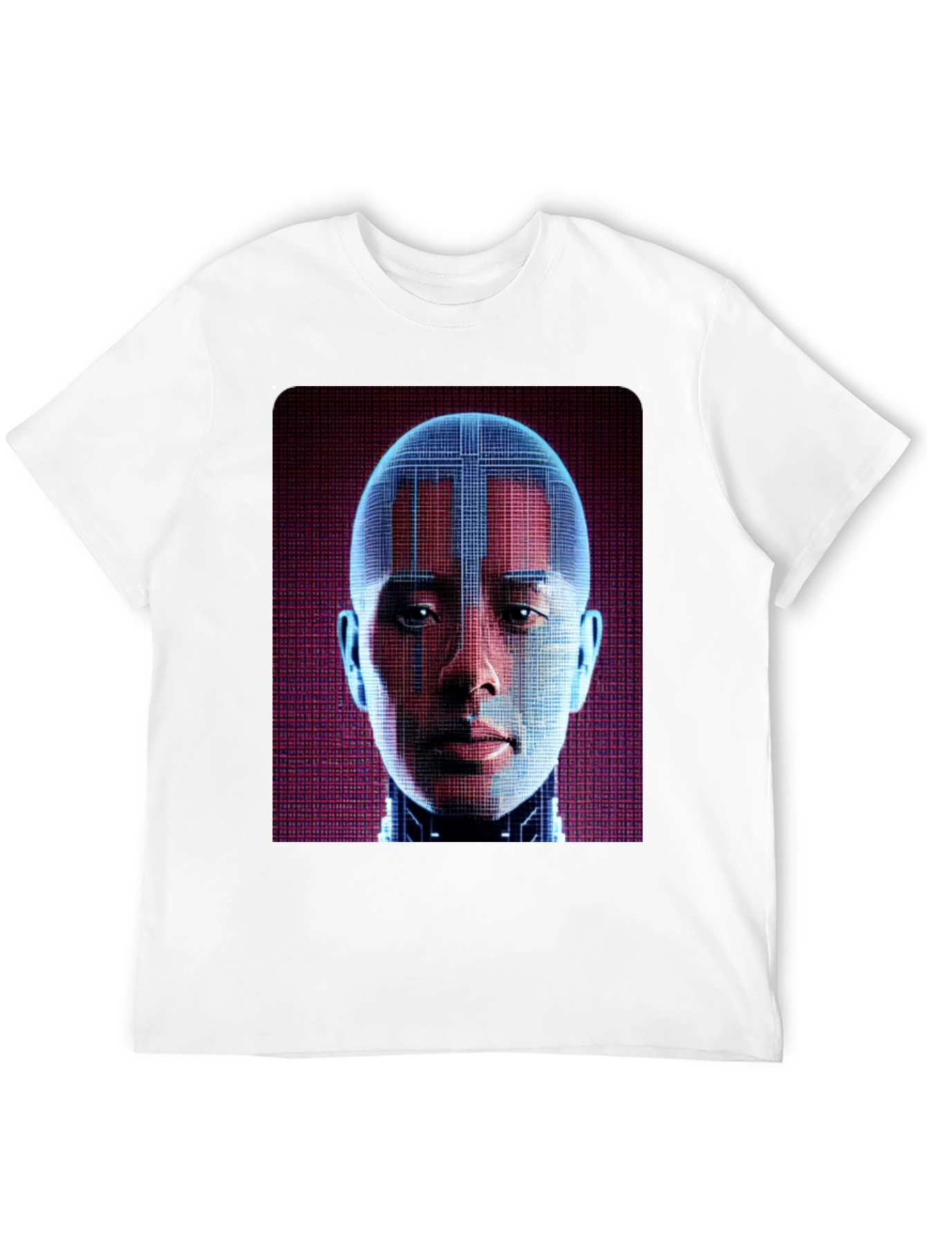 Cyberpunk AI Face Graphic T-Shirt - Futuristic Style