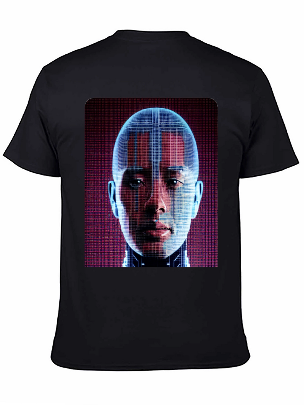 Cyberpunk AI Face Graphic T-Shirt - Futuristic Style