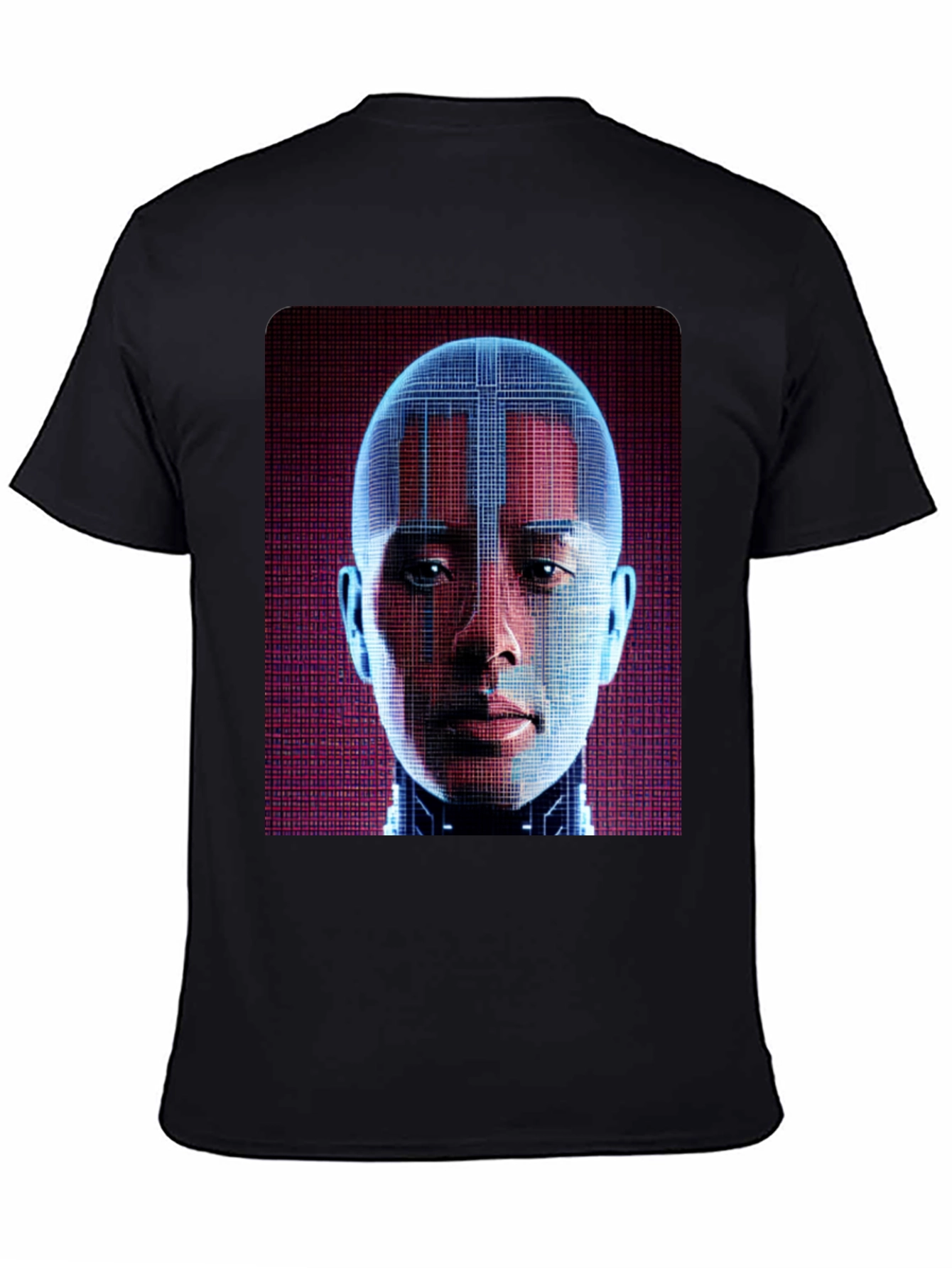 Cyberpunk AI Face Graphic T-Shirt - Futuristic Style