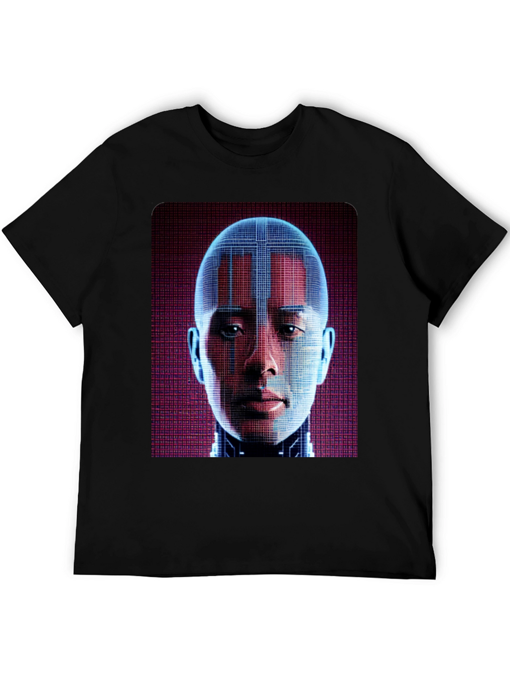 Cyberpunk AI Face Graphic T-Shirt - Futuristic Style