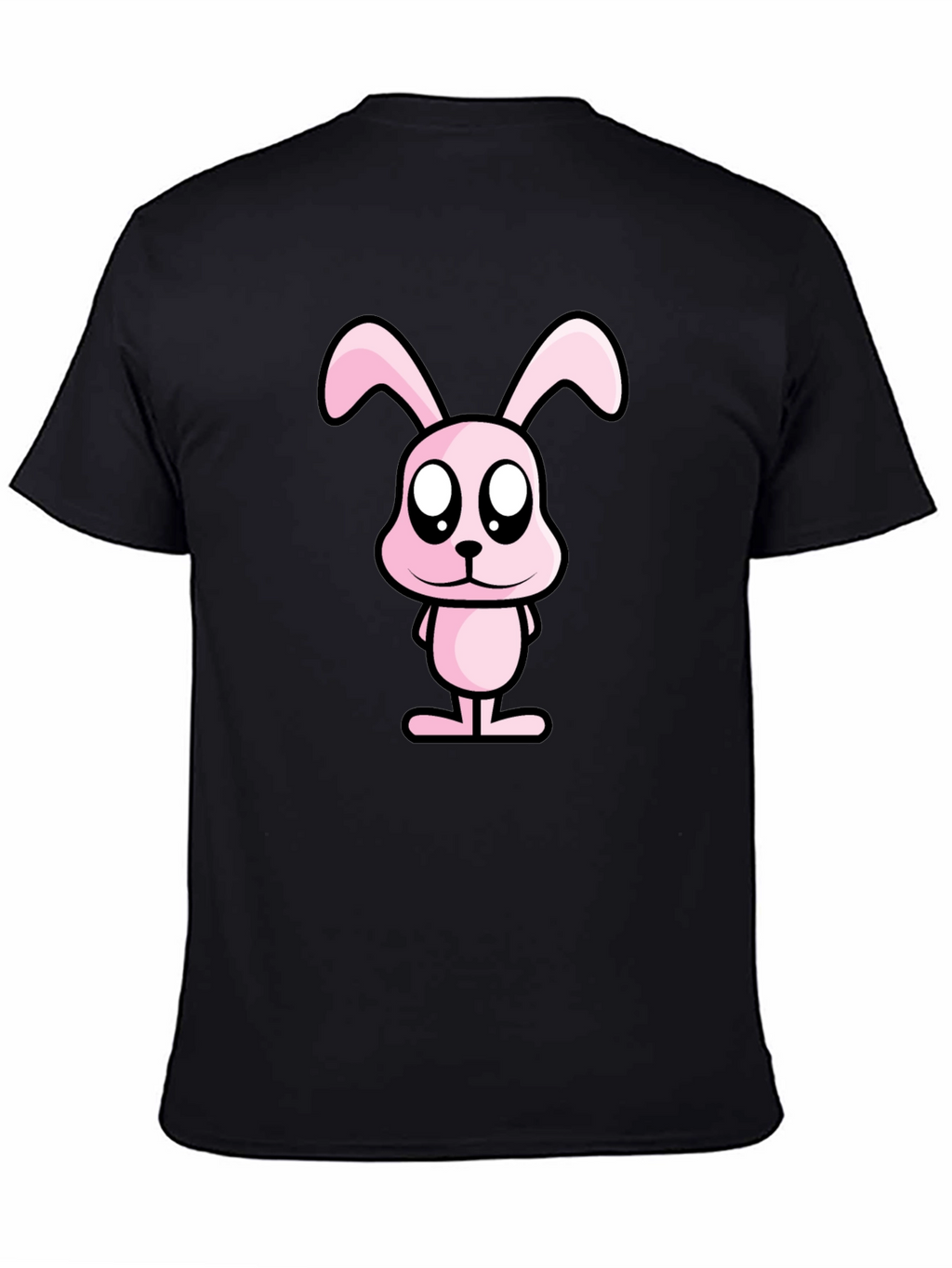 Pink Bunny Graphic Tee - Black Cotton Casual Shirt