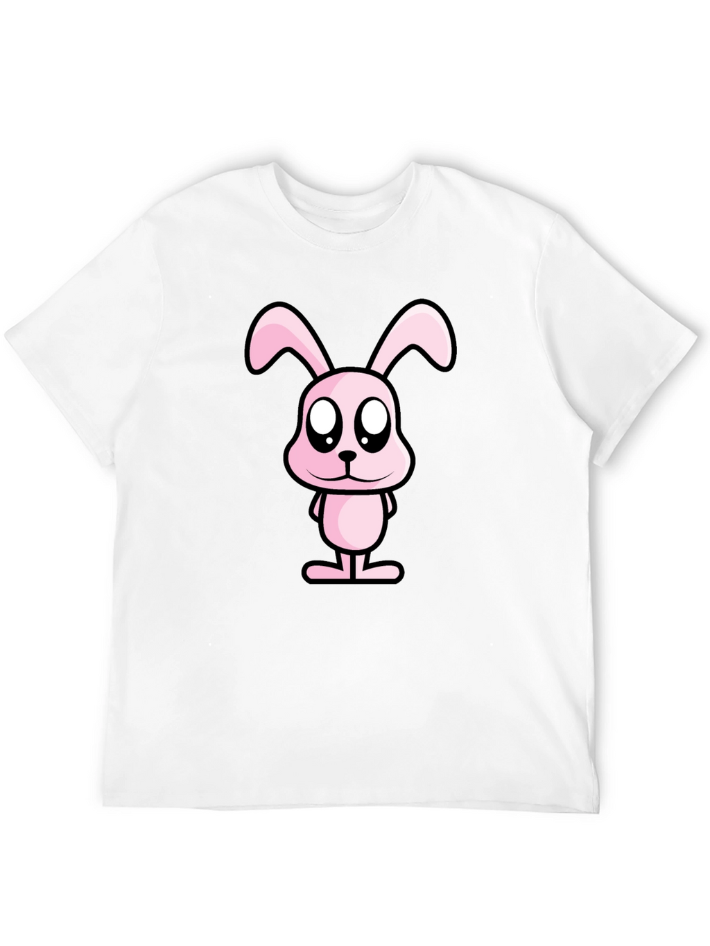 Pink Bunny Graphic Tee - Black Cotton Casual Shirt