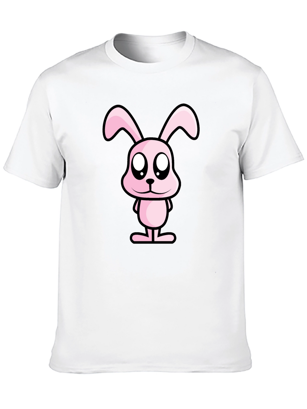 Pink Bunny Graphic Tee - Black Cotton Casual Shirt