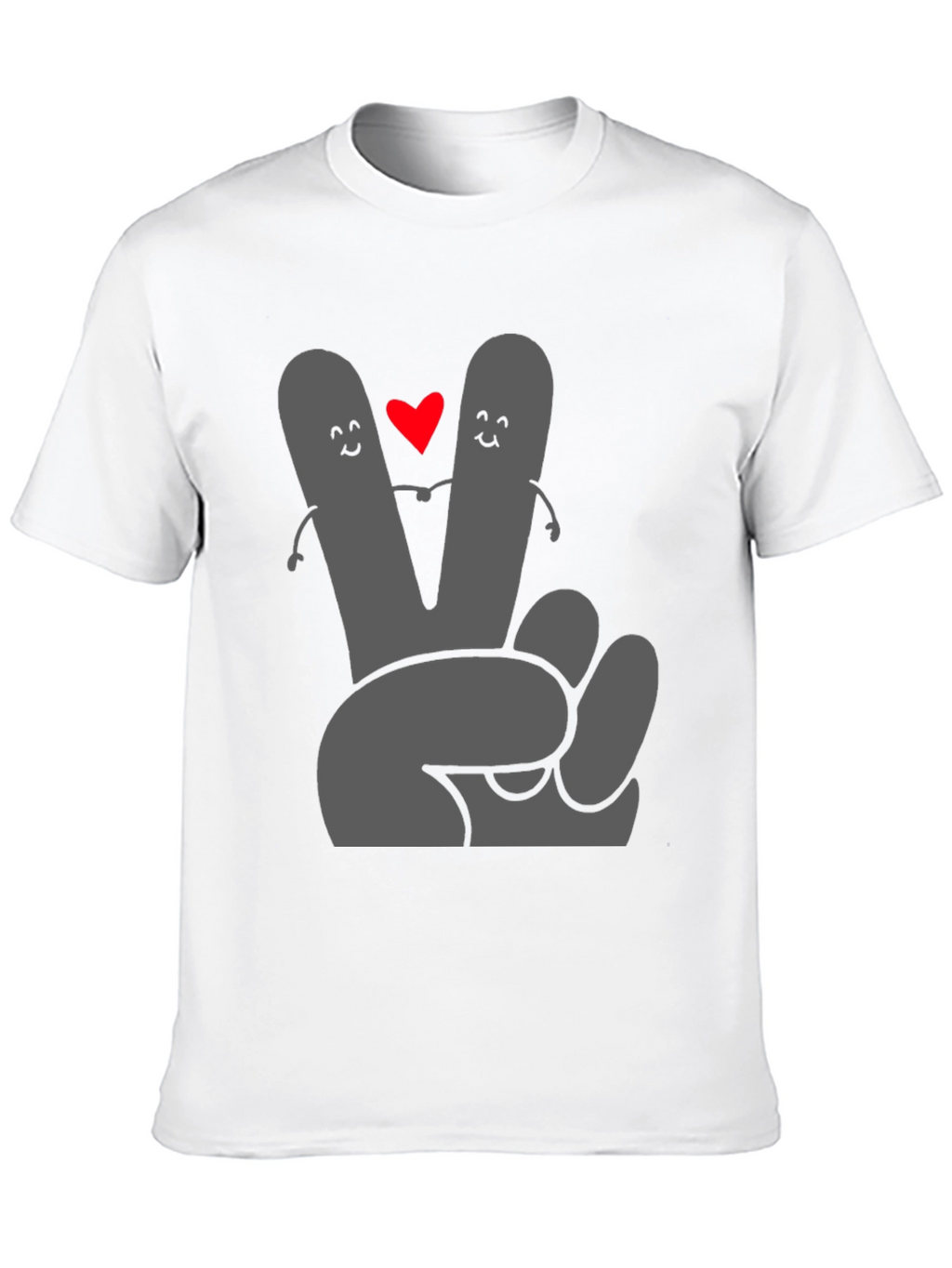 Peace Love Tee: Grey Heart Hand Graphic Black T-Shirt