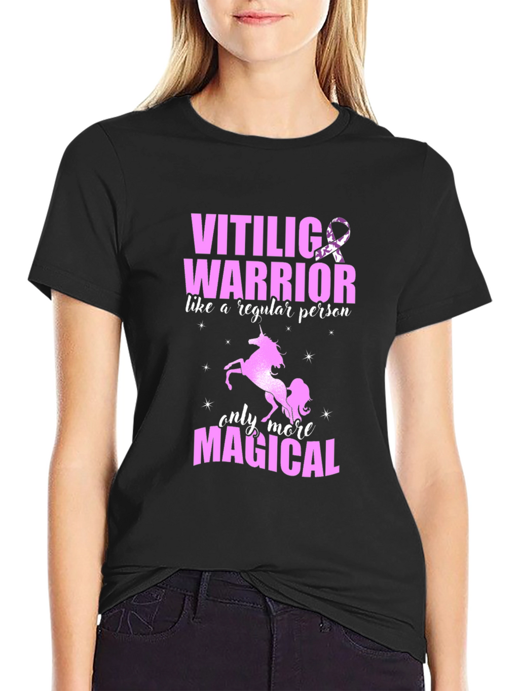 Vitiligo Warrior Unicorn Graphic T-Shirt