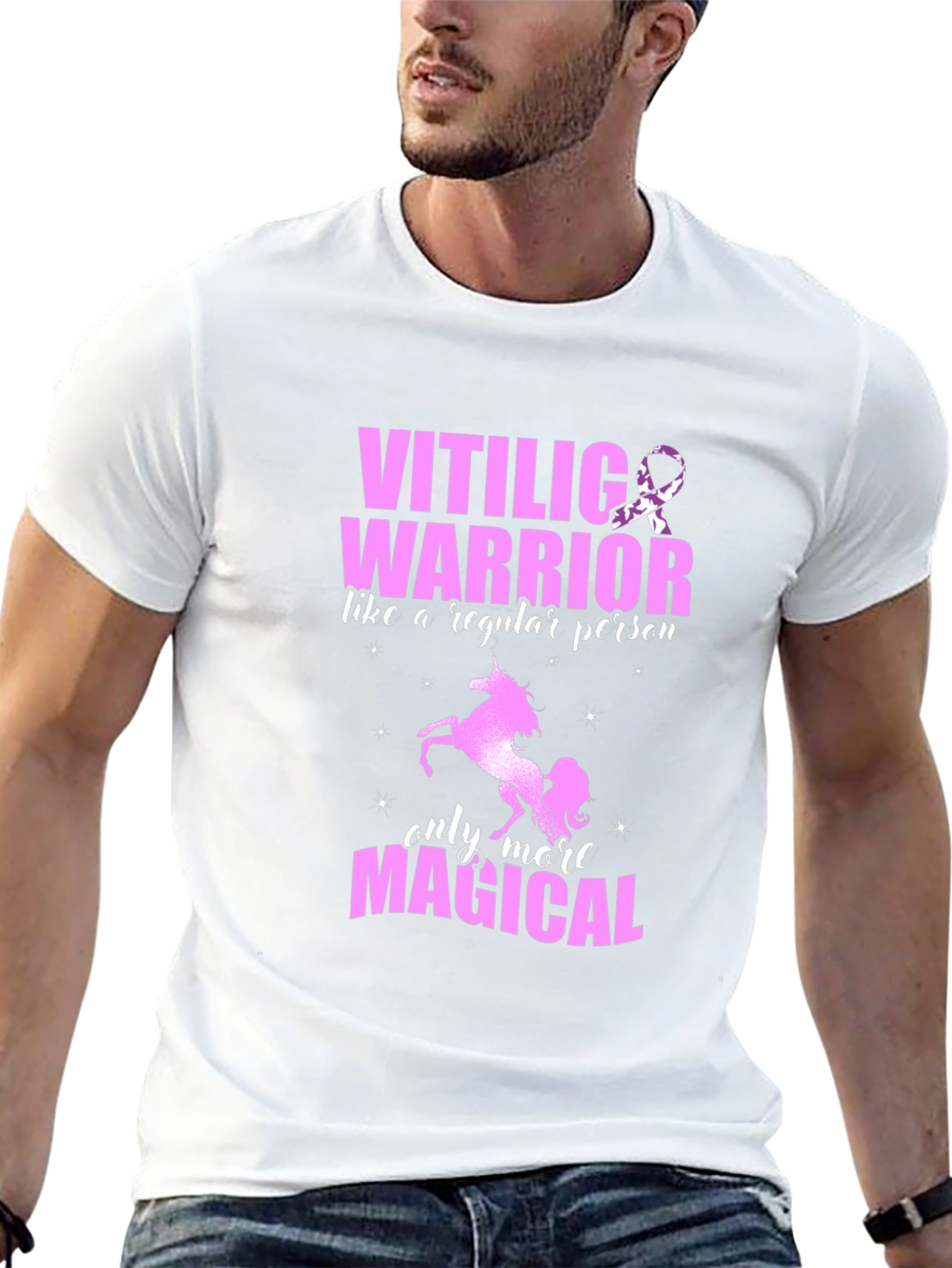 Vitiligo Warrior Unicorn Graphic T-Shirt