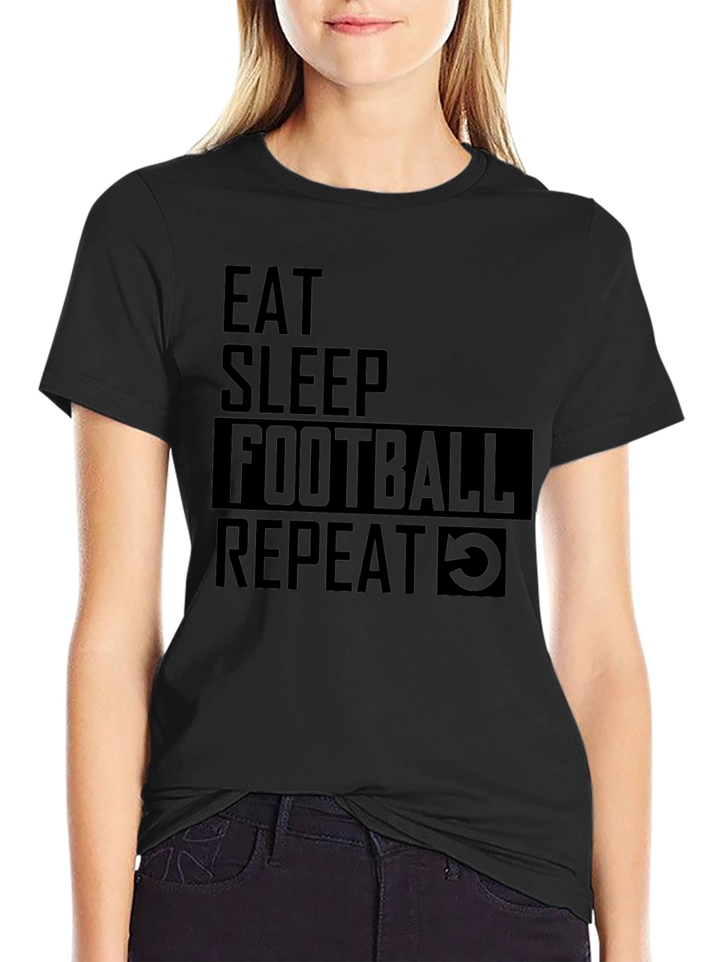 Eat Sleep Football Repeat Graphic Tee