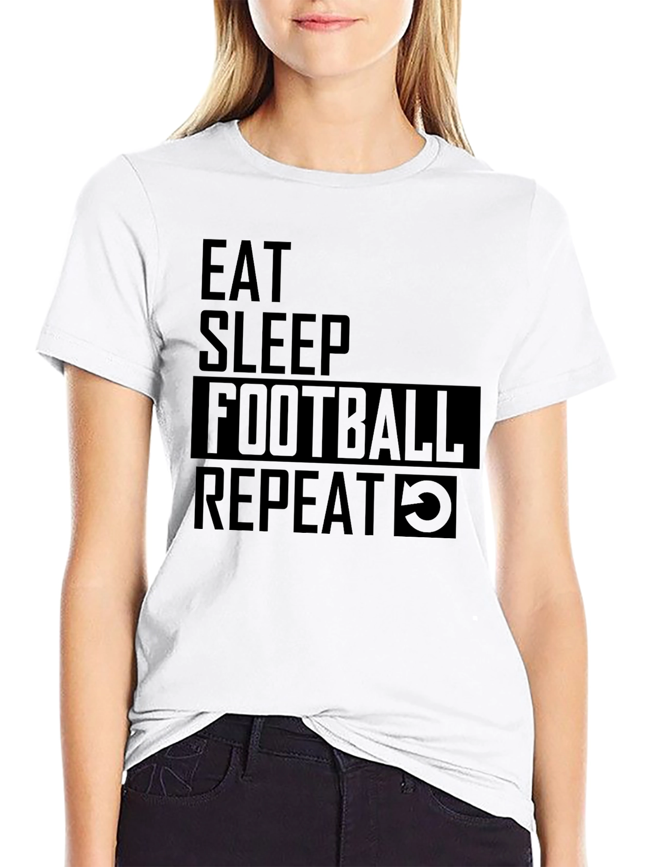 Eat Sleep Football Repeat Graphic Tee