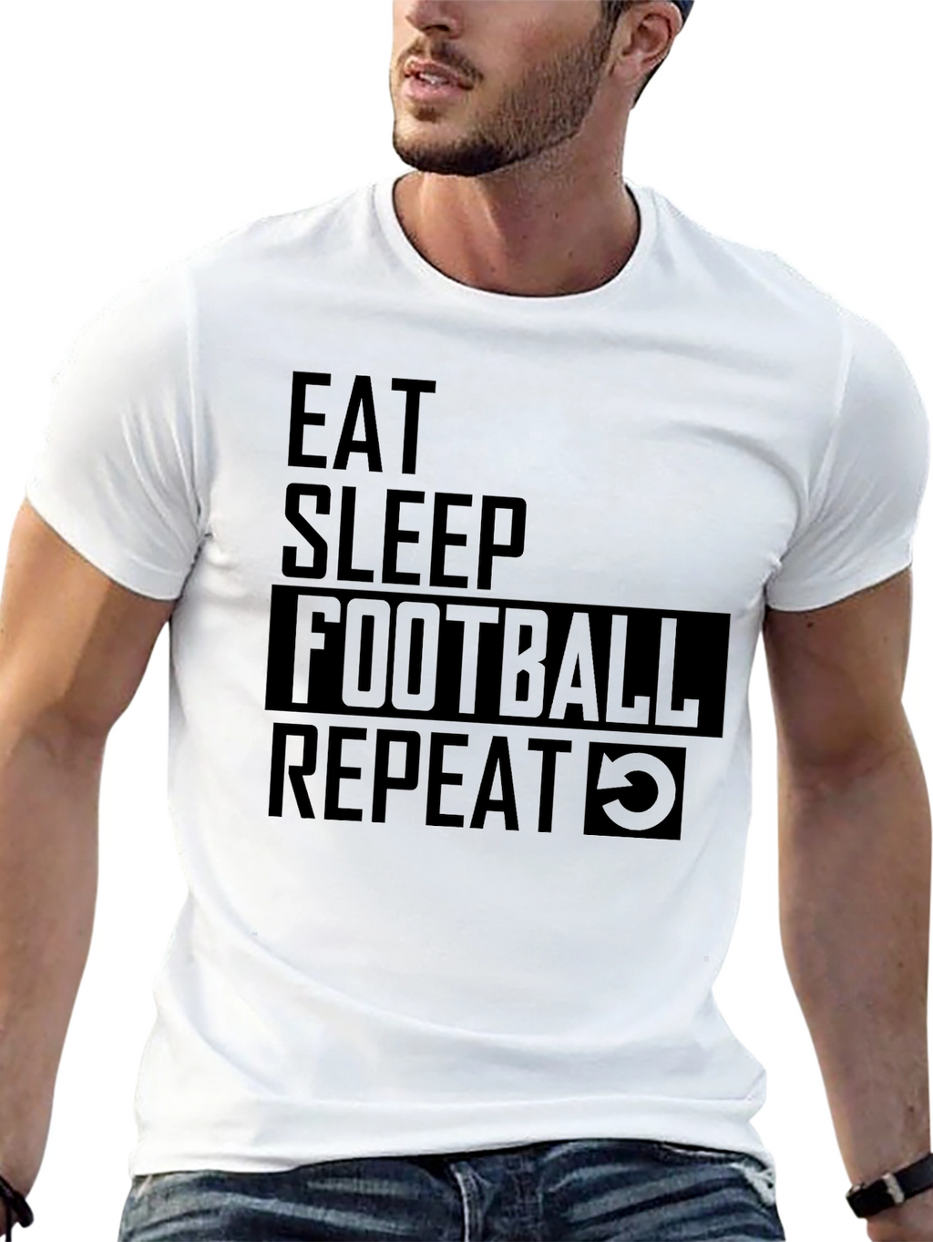 Eat Sleep Football Repeat Graphic Tee