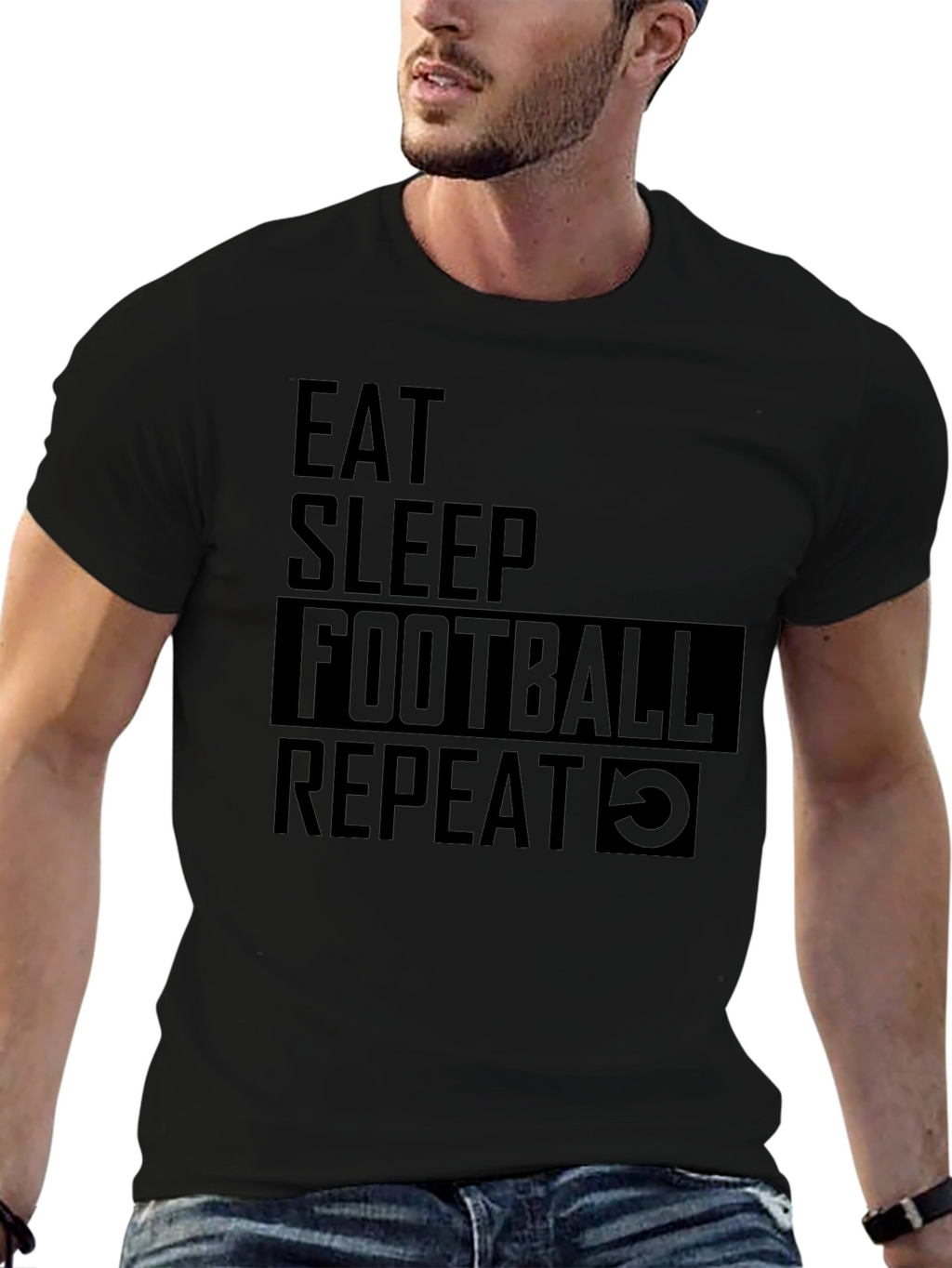 Eat Sleep Football Repeat Graphic Tee