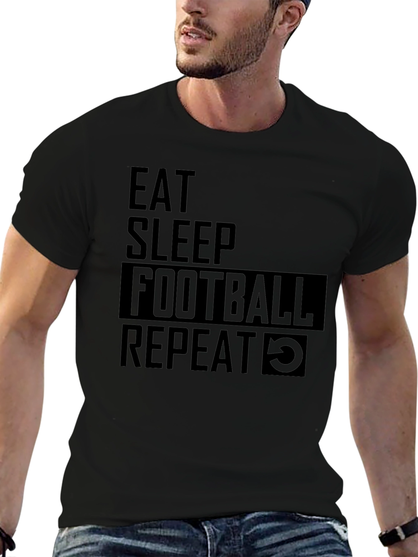 Eat Sleep Football Repeat Graphic Tee