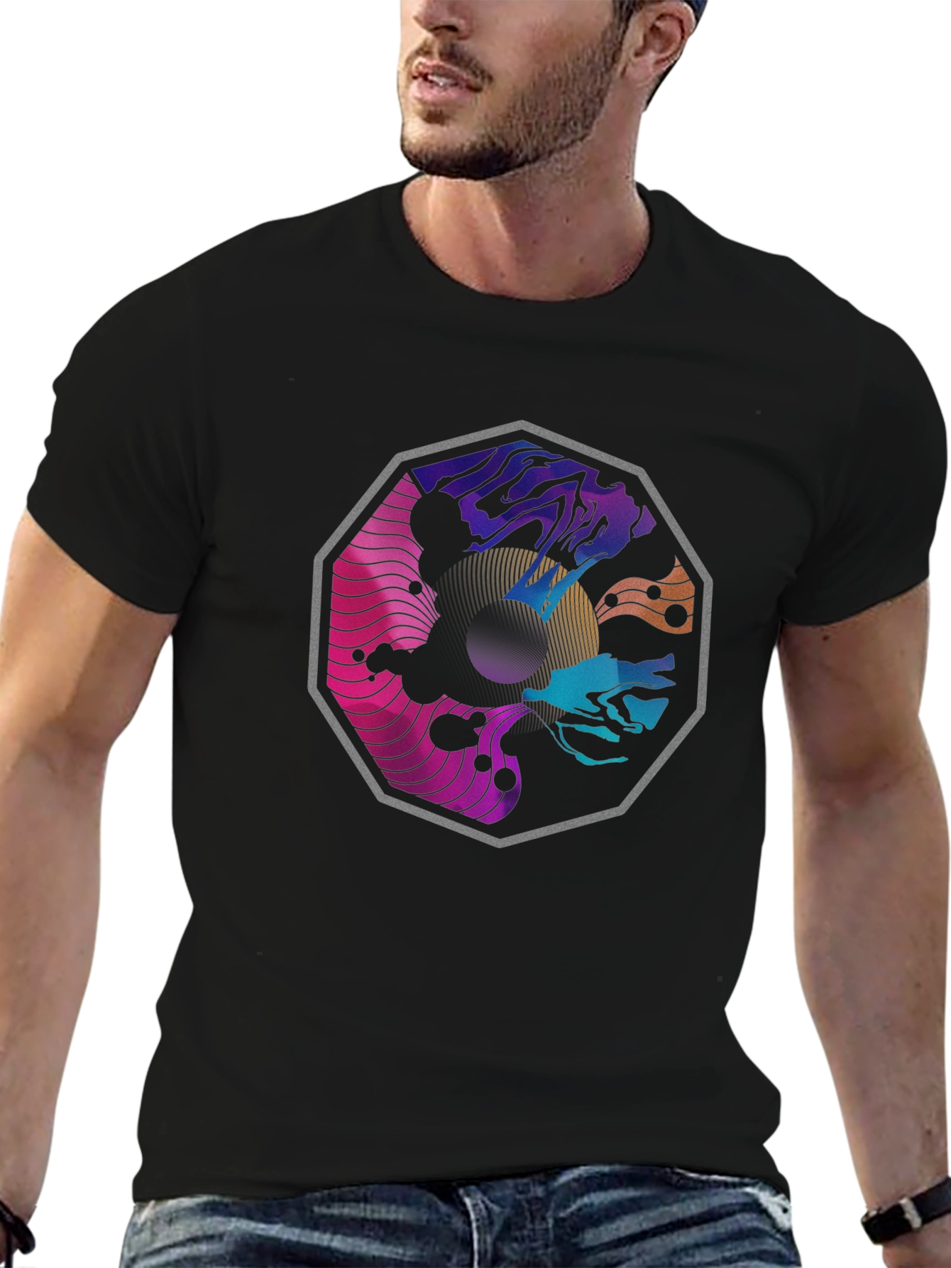 Abstract Graphic Black T-Shirt