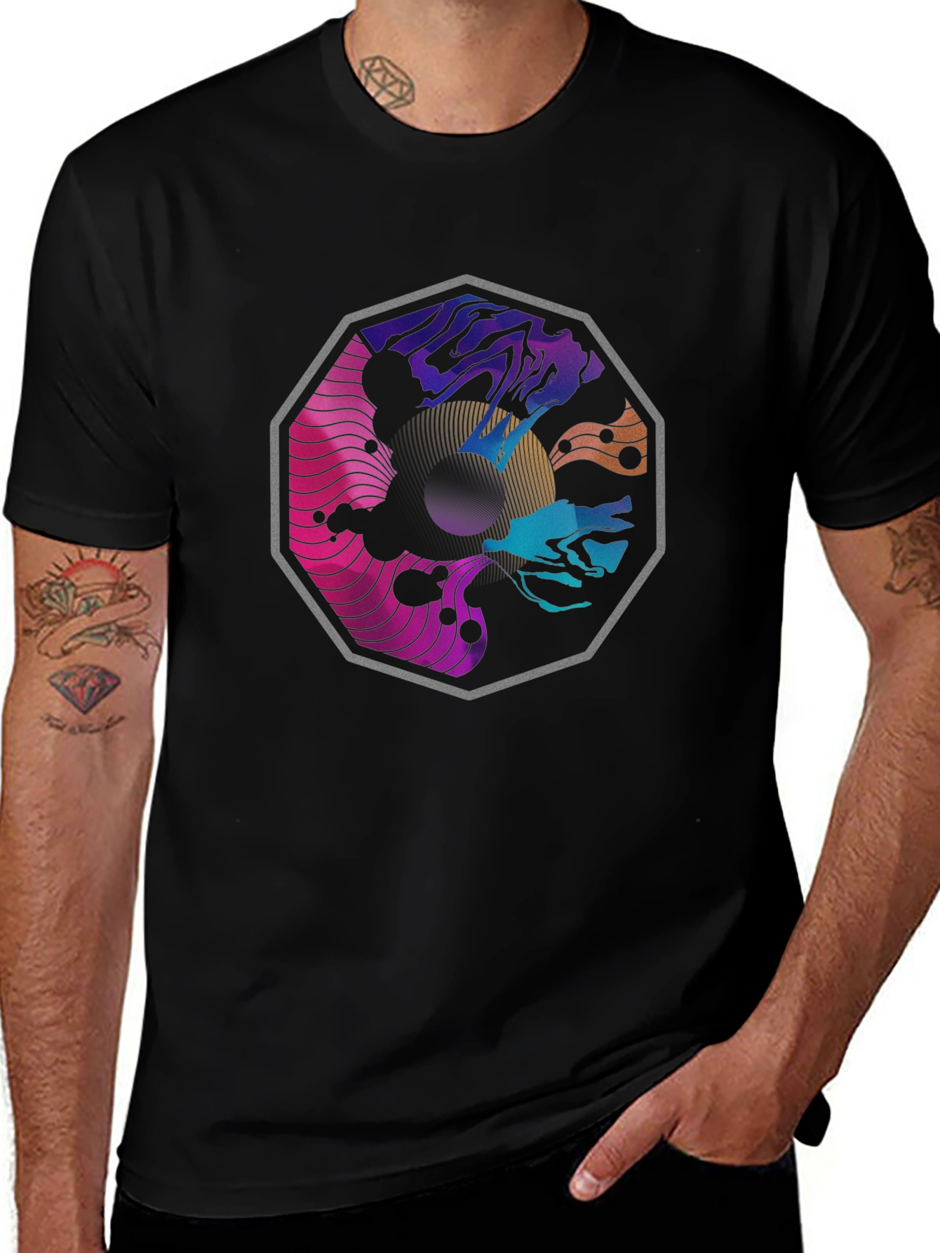 Abstract Graphic Black T-Shirt