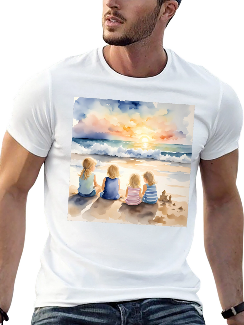 Sunset Beach Girls T-Shirt - Artistic Coastal Tee