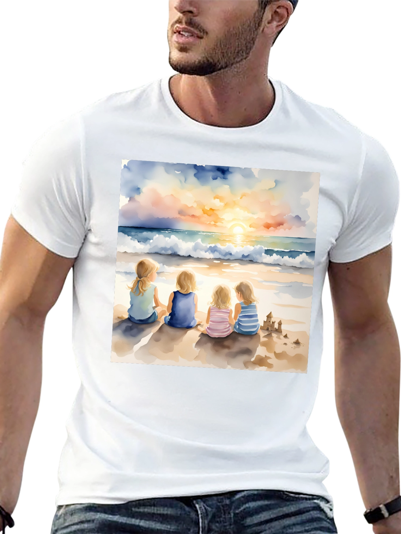 Sunset Beach Girls T-Shirt - Artistic Coastal Tee