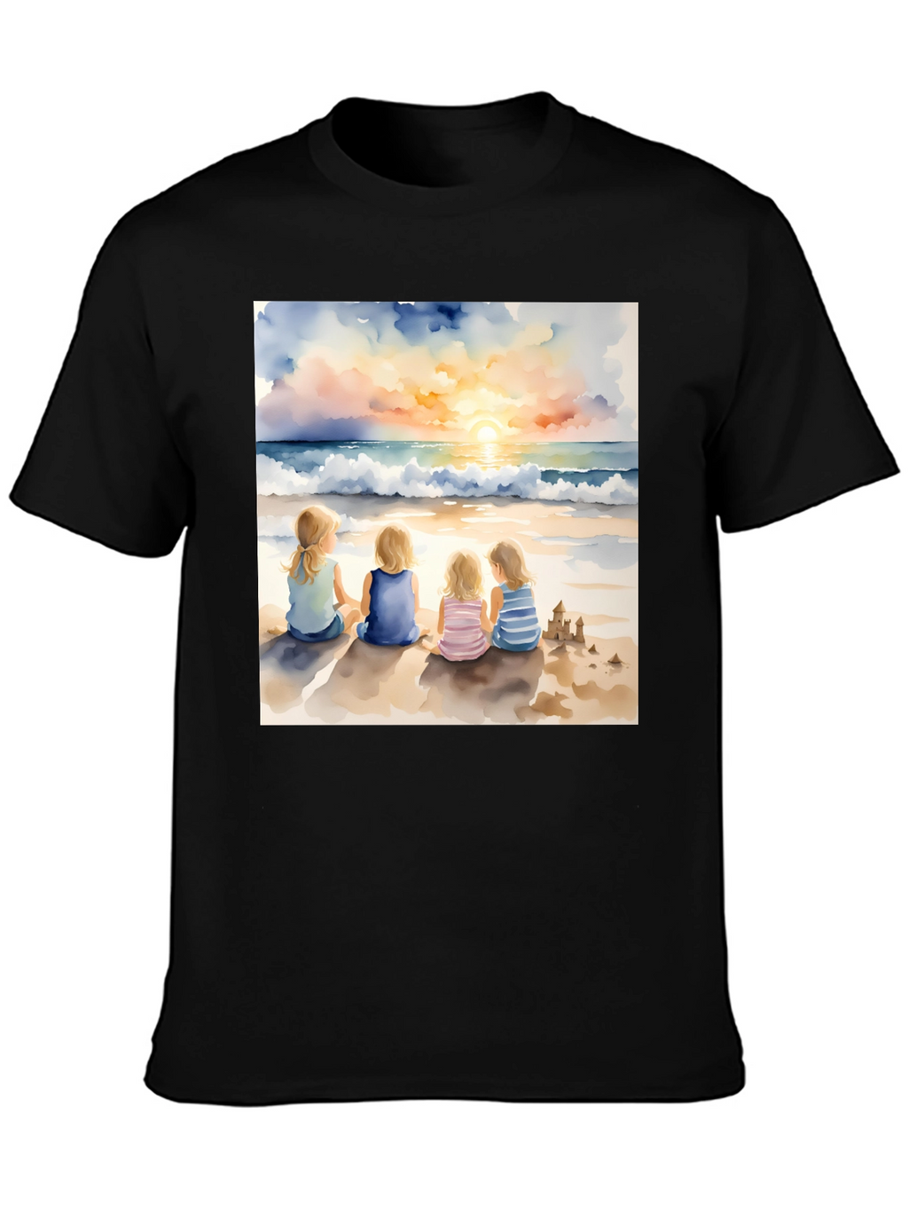 Sunset Beach Girls T-Shirt - Artistic Coastal Tee