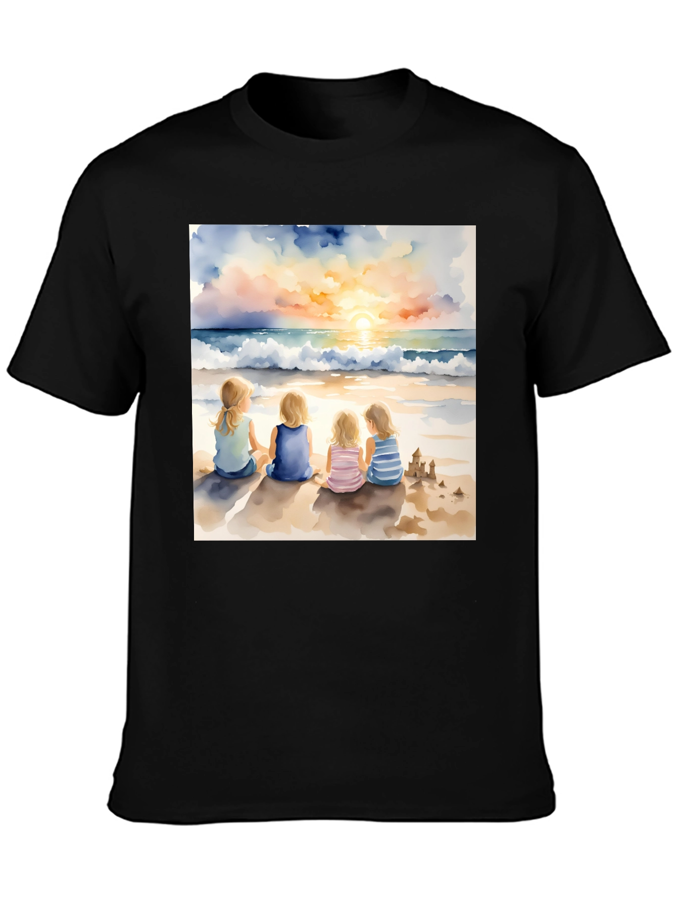 Sunset Beach Girls T-Shirt - Artistic Coastal Tee