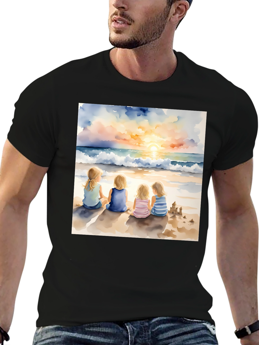 Sunset Beach Girls T-Shirt - Artistic Coastal Tee