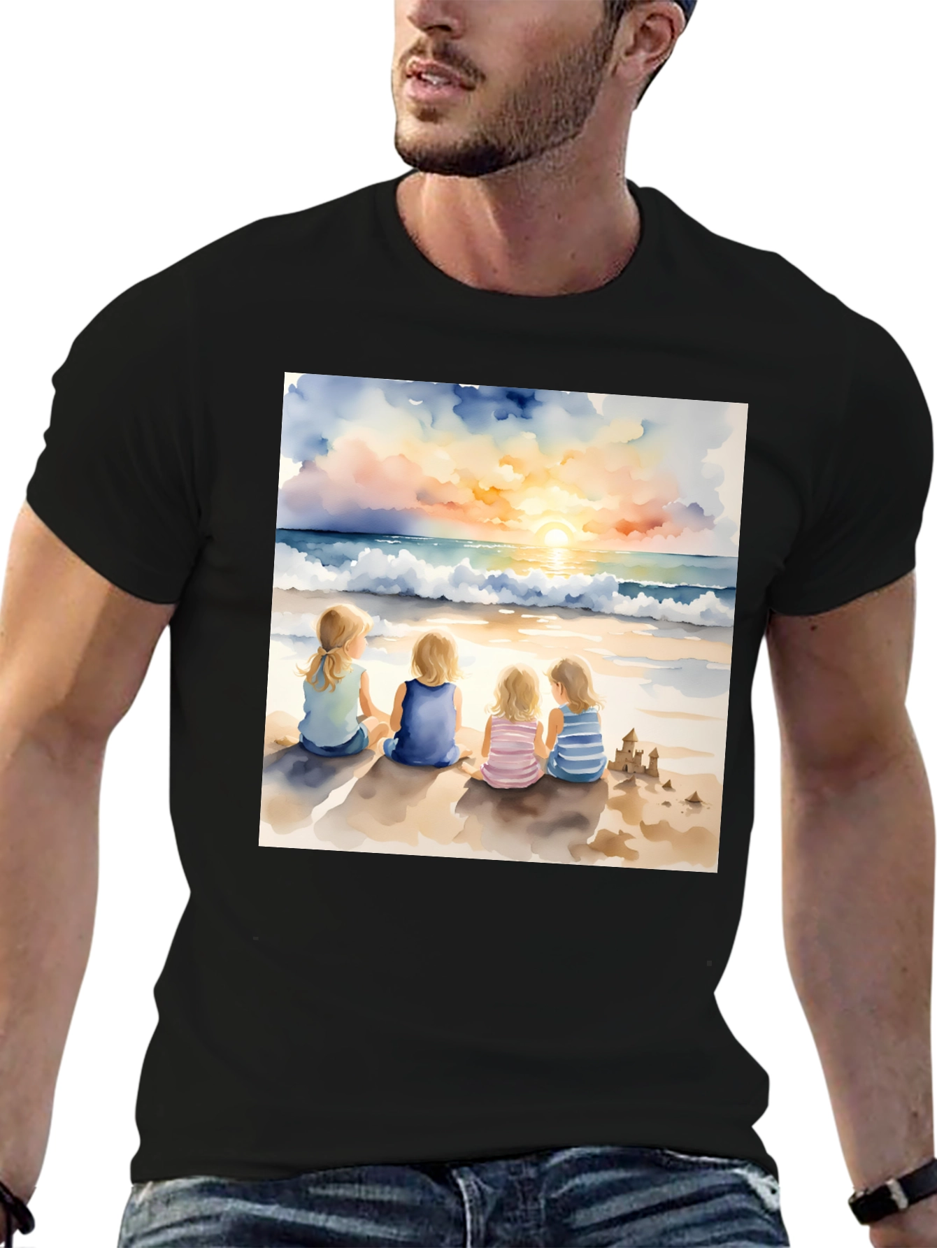 Sunset Beach Girls T-Shirt - Artistic Coastal Tee
