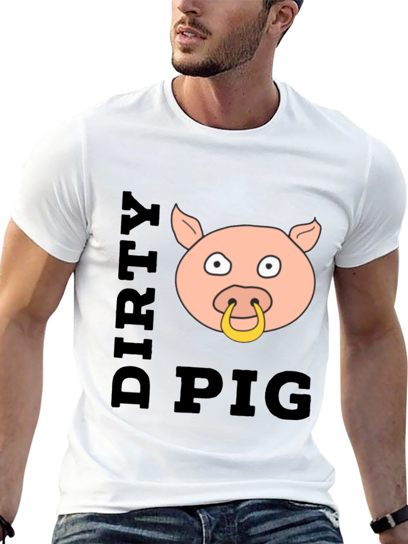 Dirty Pig Graphic T-Shirt Novelty Crew Neck Tee