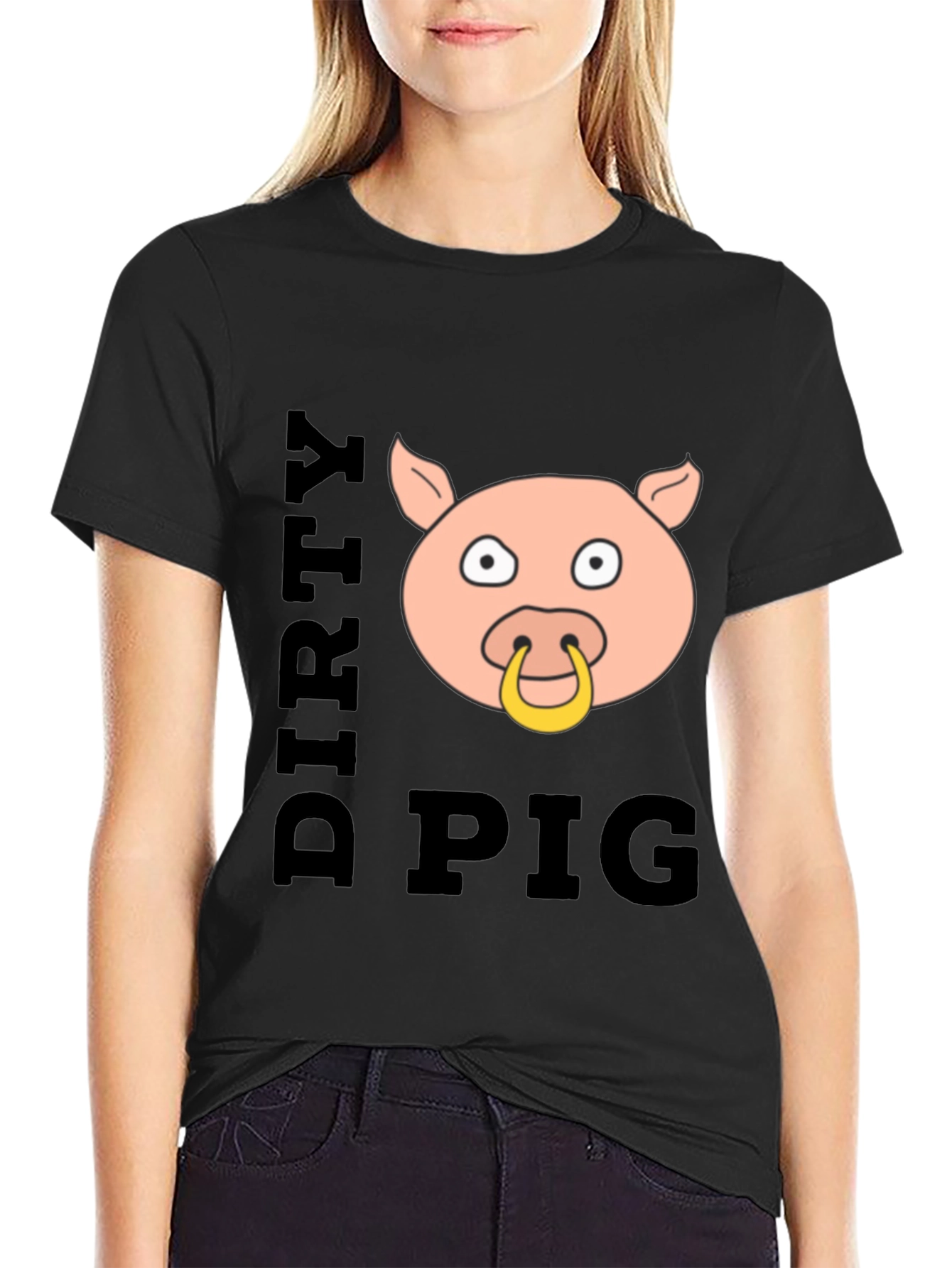 Dirty Pig Graphic T-Shirt Novelty Crew Neck Tee