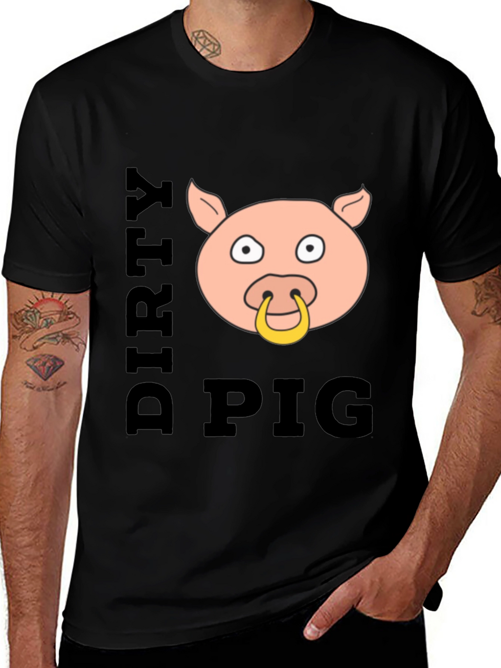Dirty Pig Graphic T-Shirt Novelty Crew Neck Tee