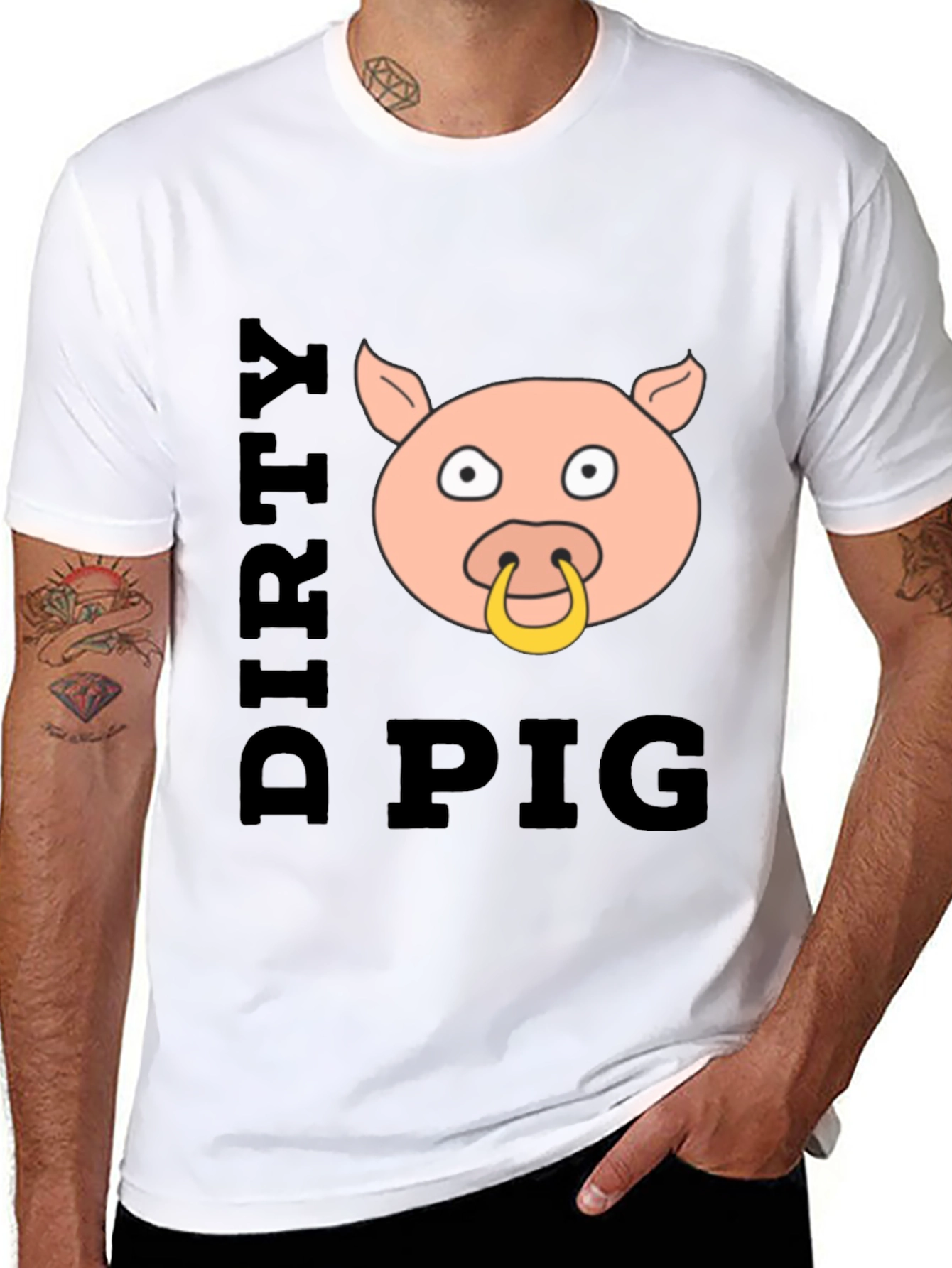 Dirty Pig Graphic T-Shirt Novelty Crew Neck Tee