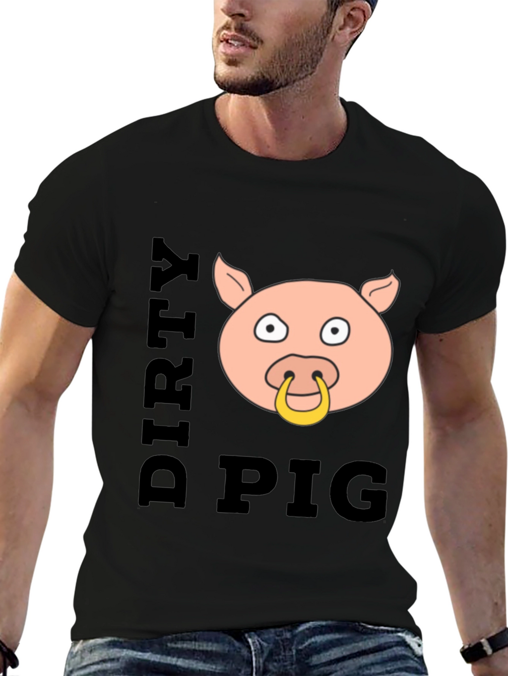 Dirty Pig Graphic T-Shirt Novelty Crew Neck Tee