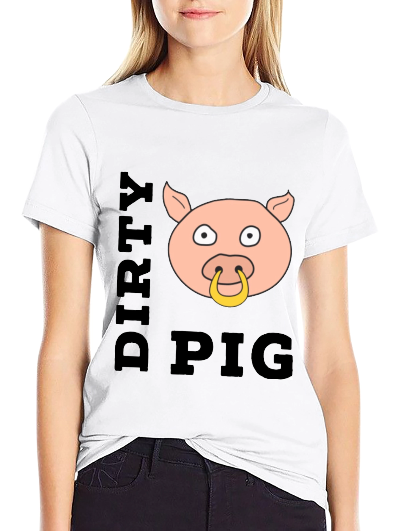 Dirty Pig Graphic T-Shirt Novelty Crew Neck Tee