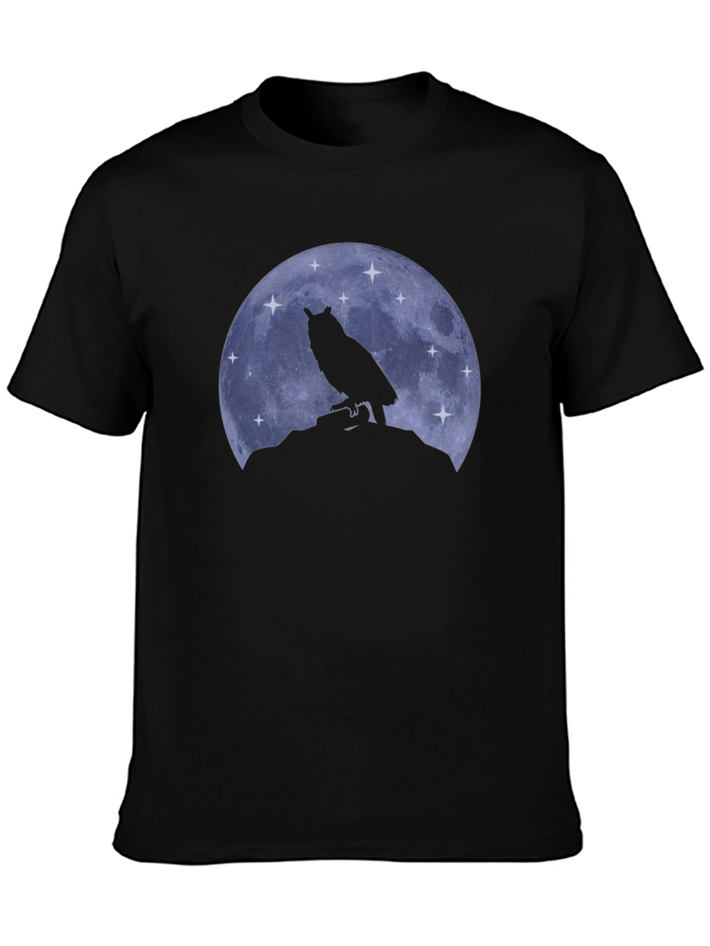 Owl Moon Black T-Shirt - Night Bird Graphic Tee