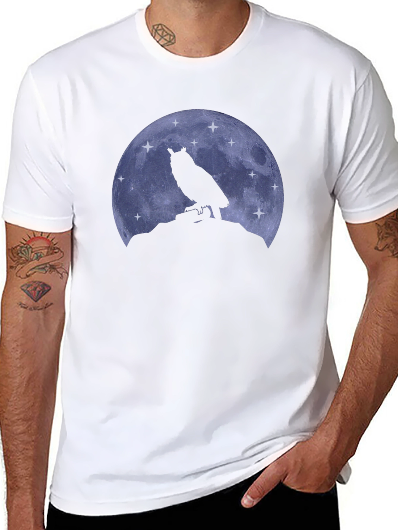 Owl Moon Black T-Shirt - Night Bird Graphic Tee