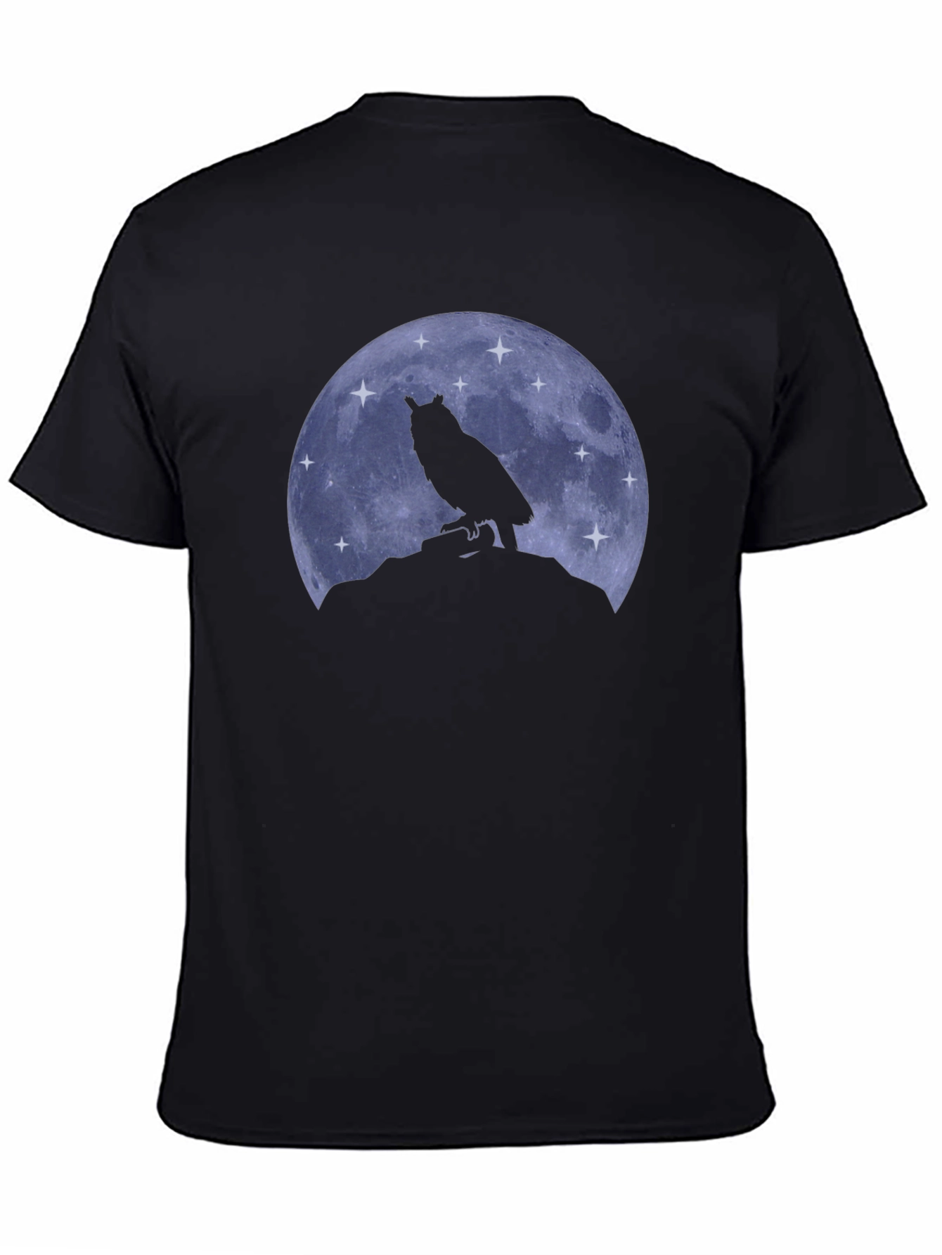 Owl Moon Black T-Shirt - Night Bird Graphic Tee