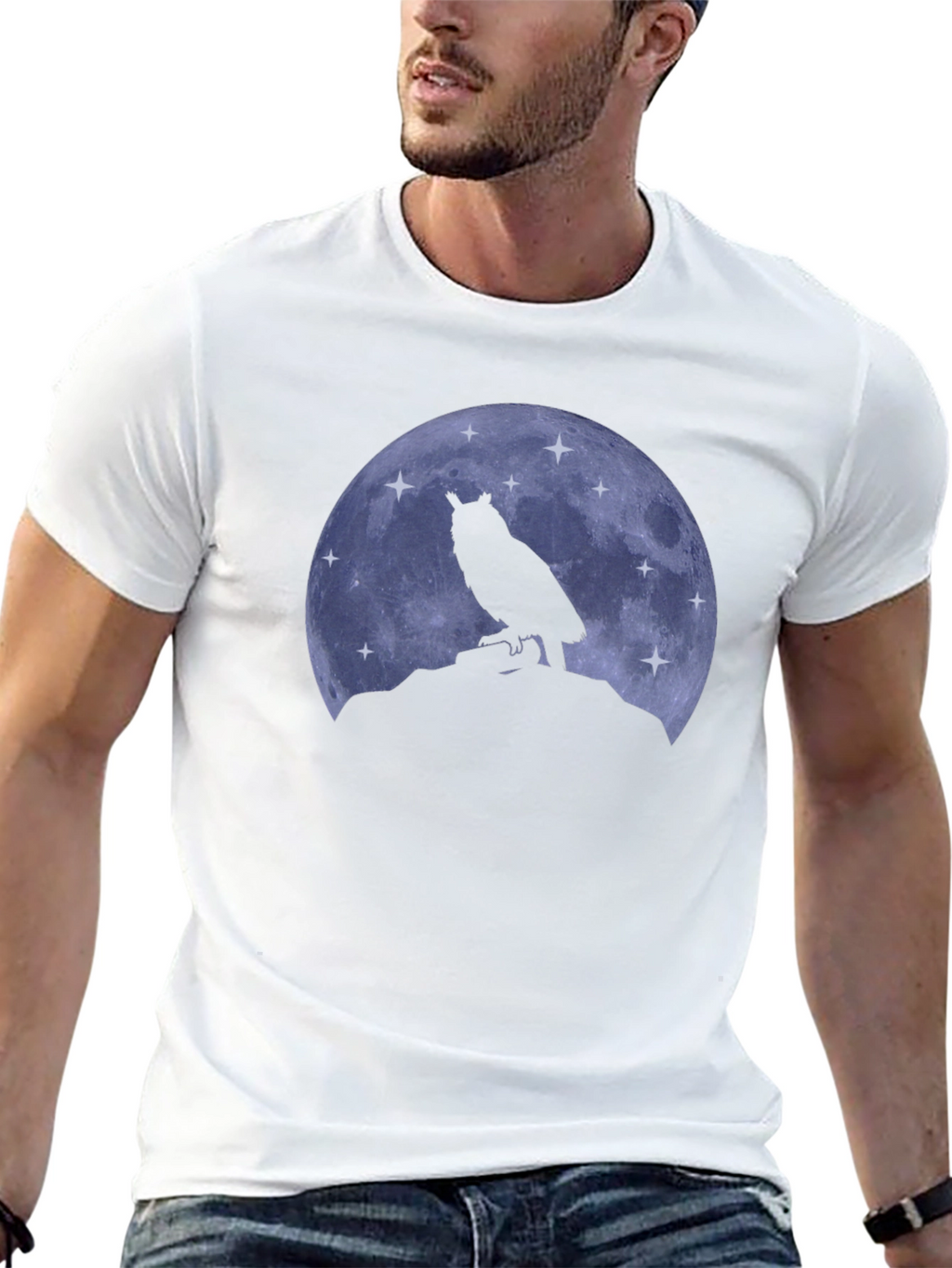 Owl Moon Black T-Shirt - Night Bird Graphic Tee