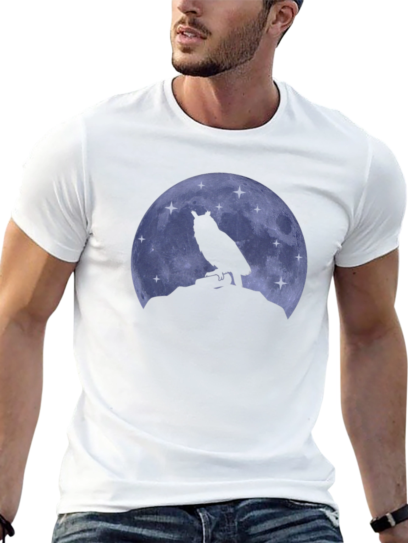 Owl Moon Black T-Shirt - Night Bird Graphic Tee