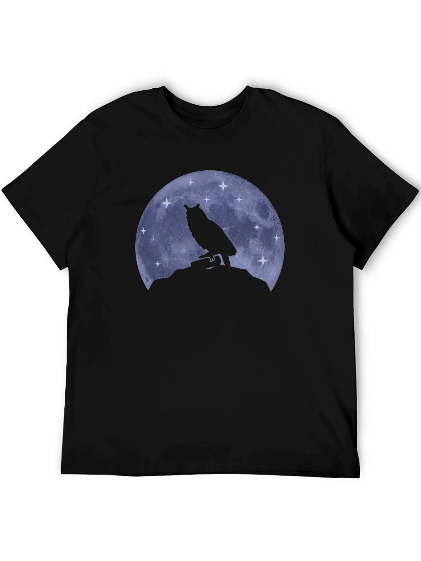 Owl Moon Black T-Shirt - Night Bird Graphic Tee