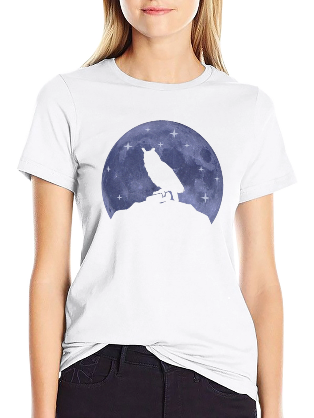 Owl Moon Black T-Shirt - Night Bird Graphic Tee