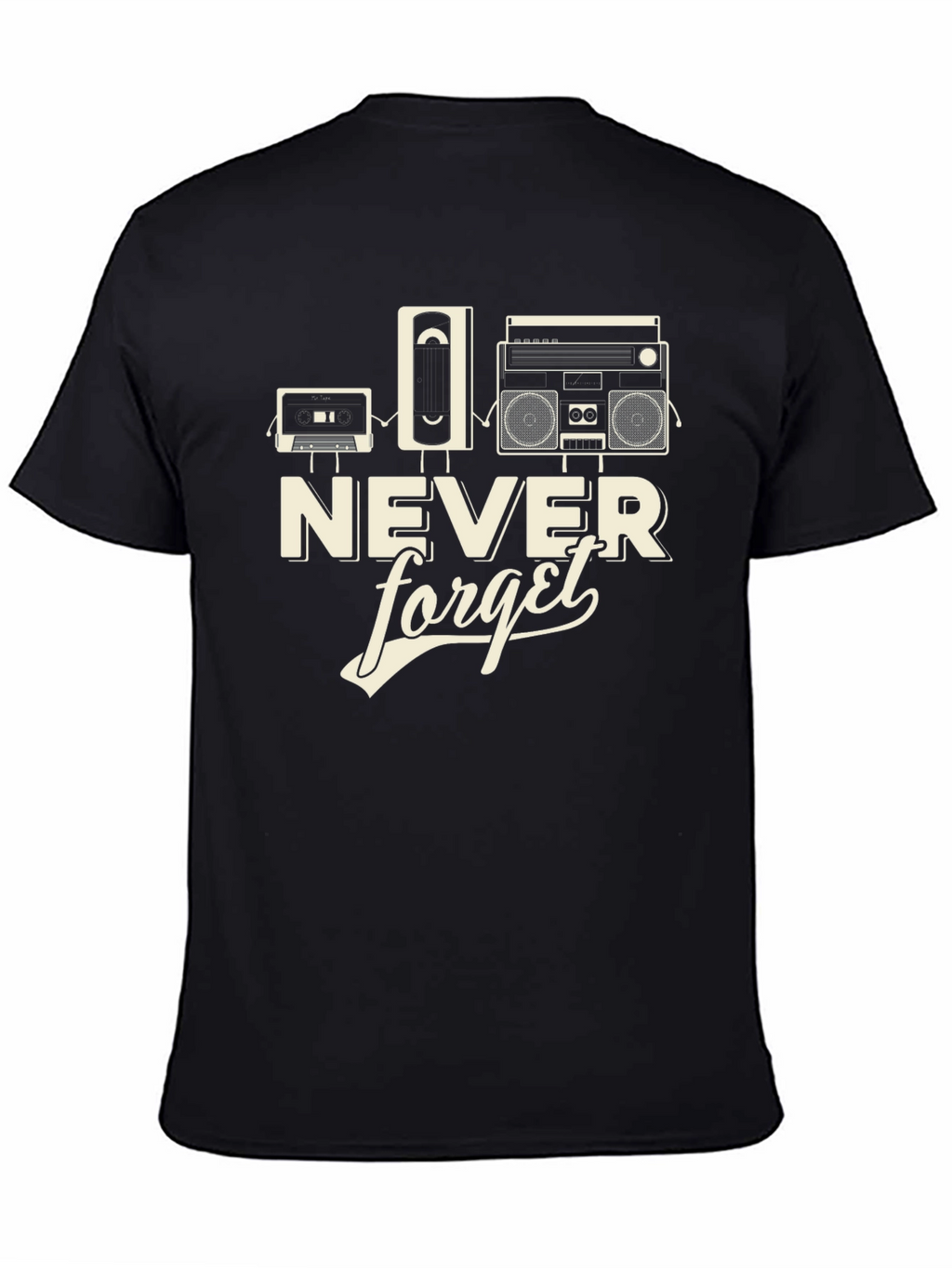 Retro Never Forget Black Graphic Tee