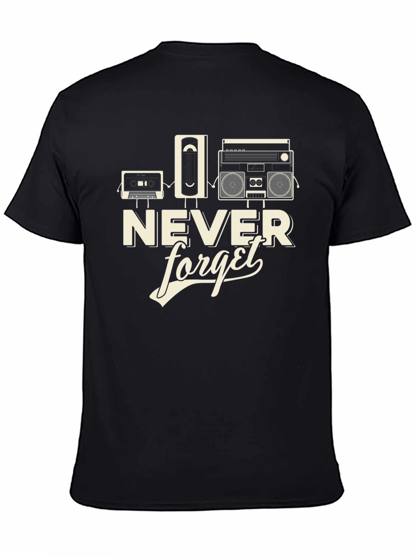 Retro Never Forget Black Graphic Tee